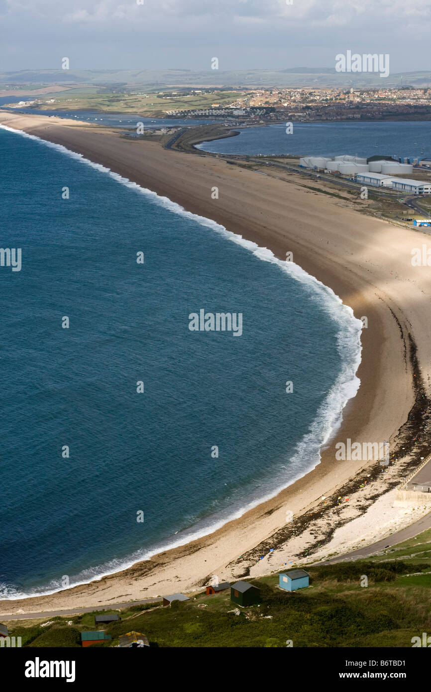 Chesil Beach aus Portland Höhen Dorset England uk gb Stockfoto