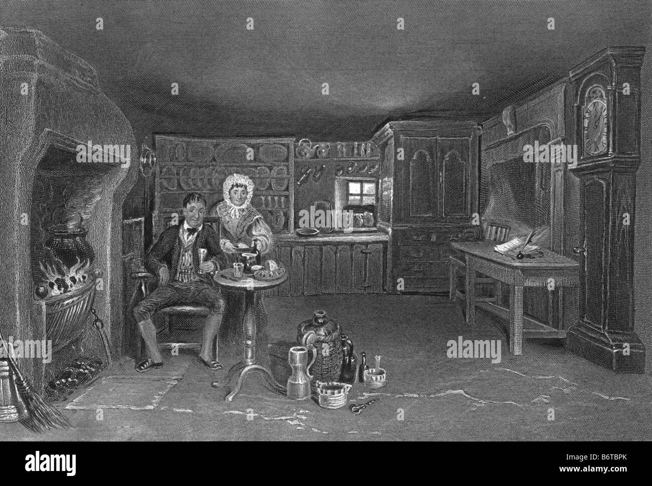 Robert Burns Cottage Kupferstich von David Octavius Hill 1802 bis 1870 19. Jahrhundert Illustration Stockfoto