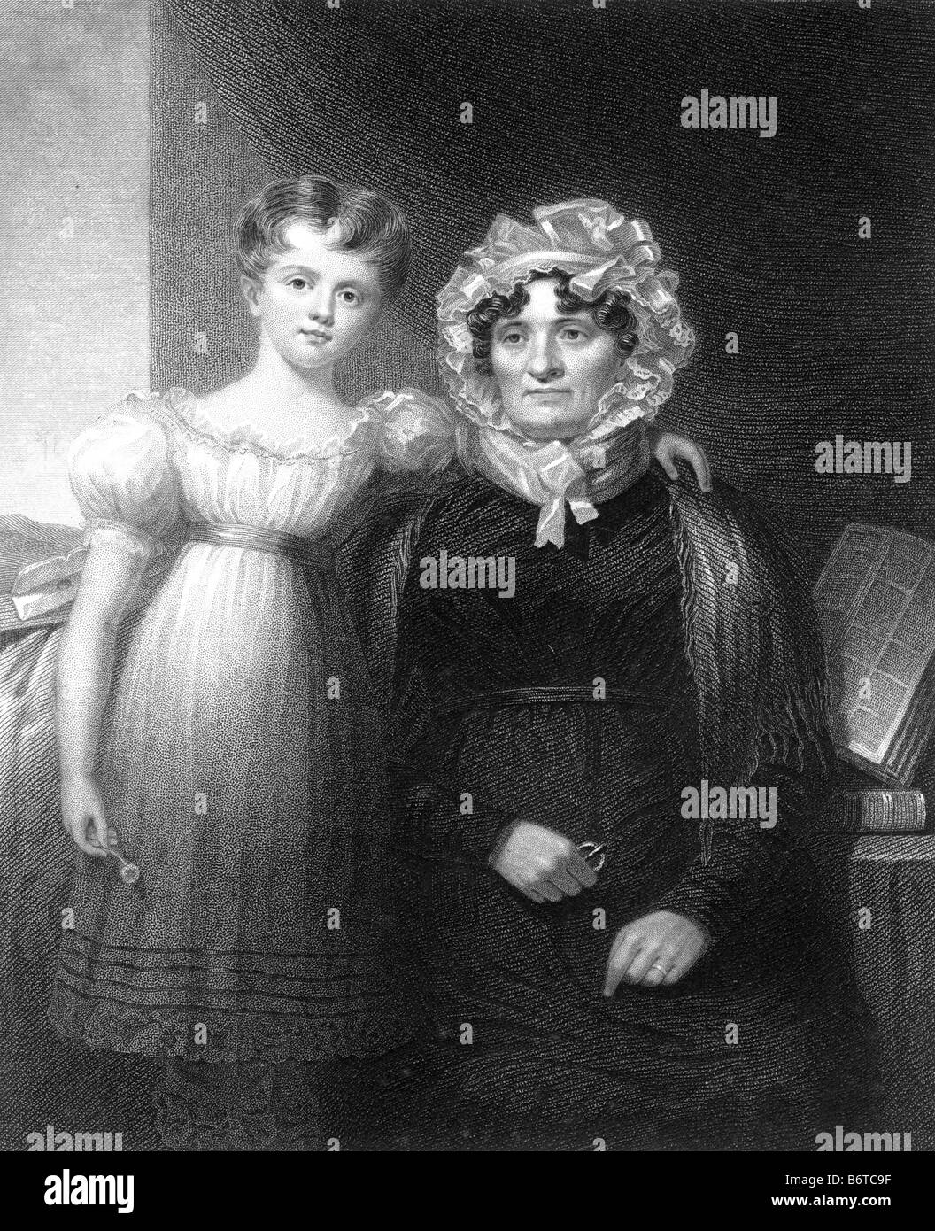 Robert Burns Frau Jean Armour brennt Kupferstich von David Octavius Hill 1802 bis 1870 19. Jahrhundert Illustration Stockfoto