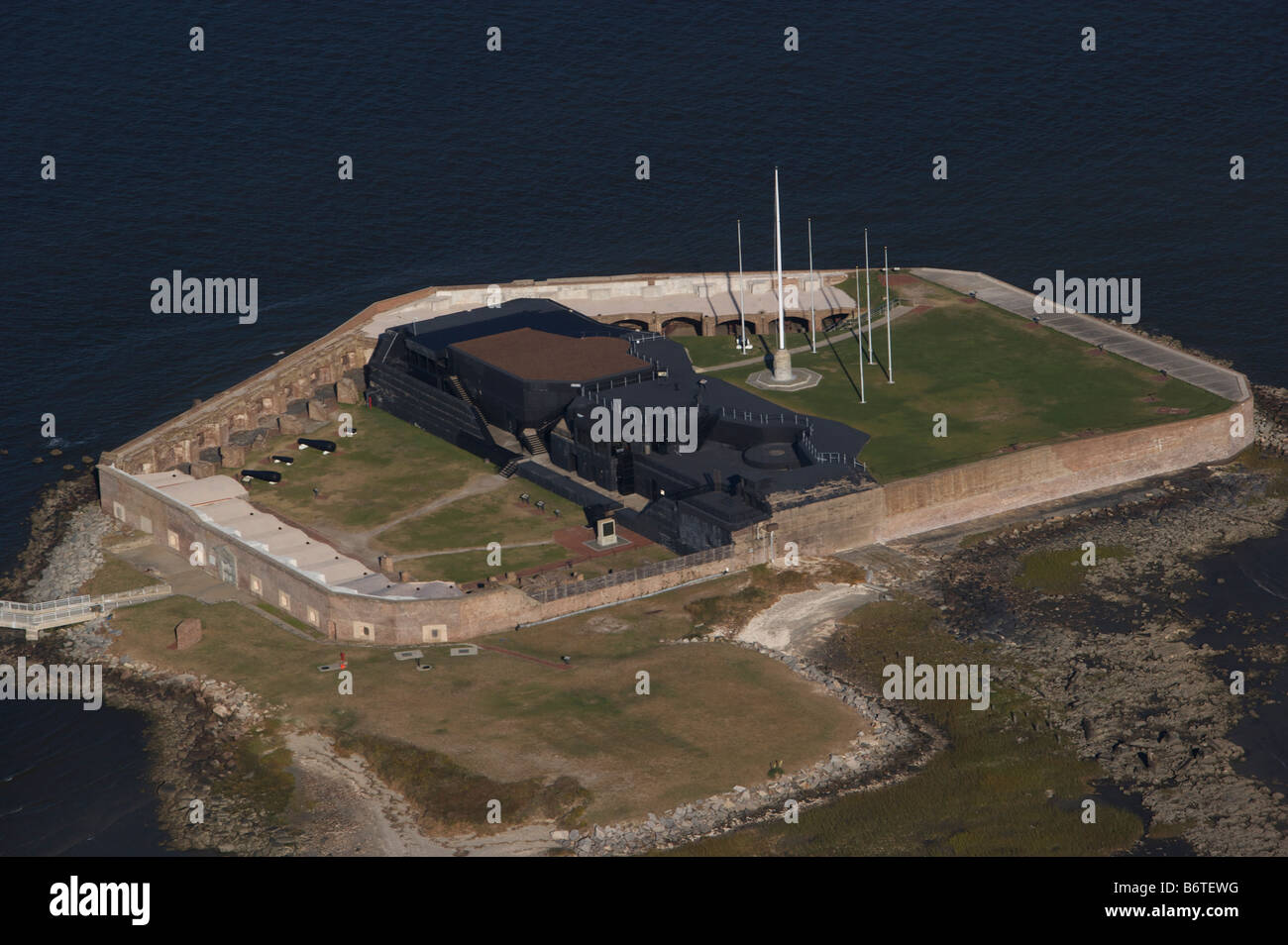 Luftaufnahme von Fort Sumter die Insel-Festung in Charleston Harbor South Carolina Ft Sumter ist, wo der Bürgerkrieg begann Stockfoto