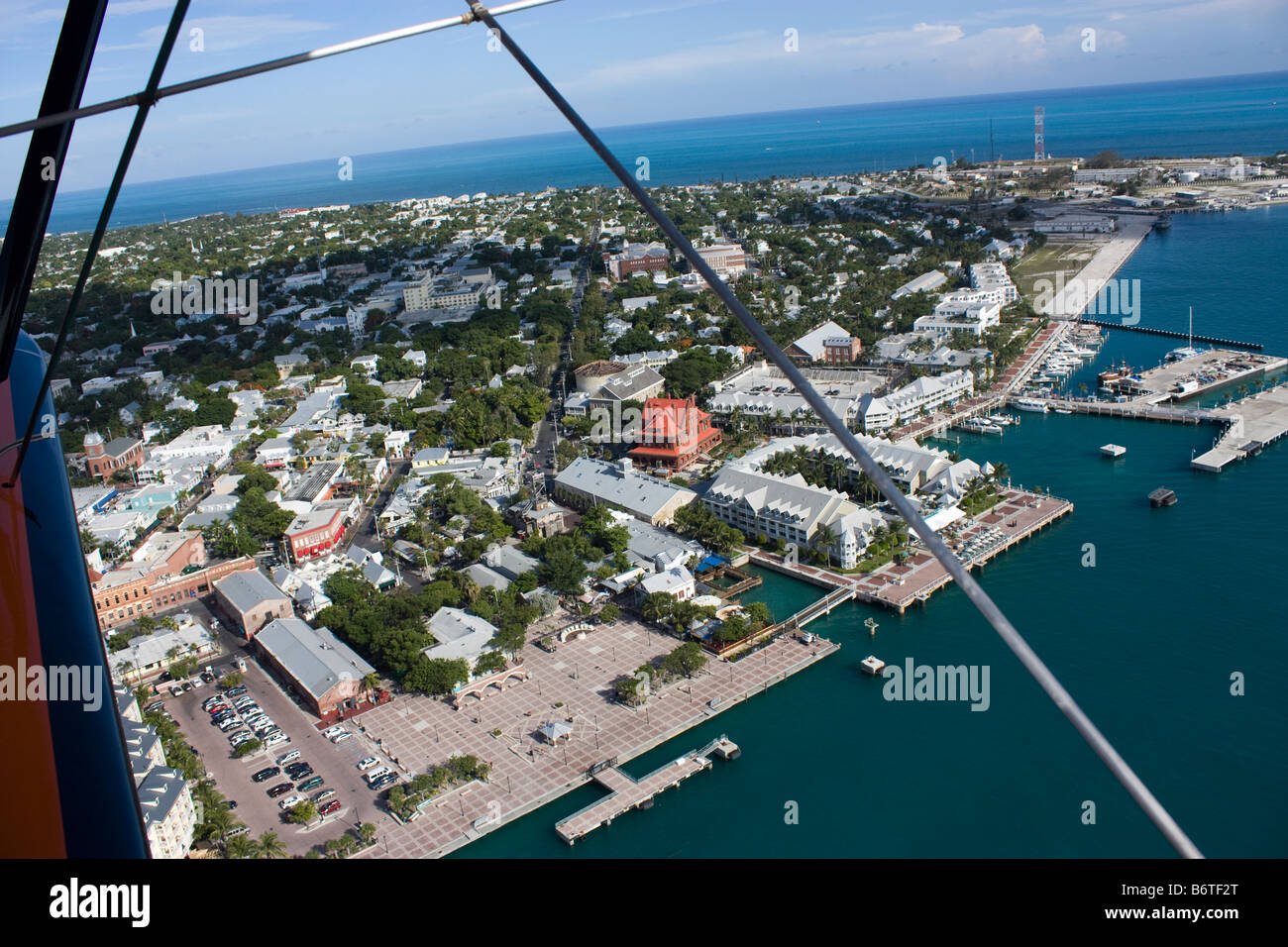 Luftaufnahme des Mallory Square in Key West Florida Stockfoto