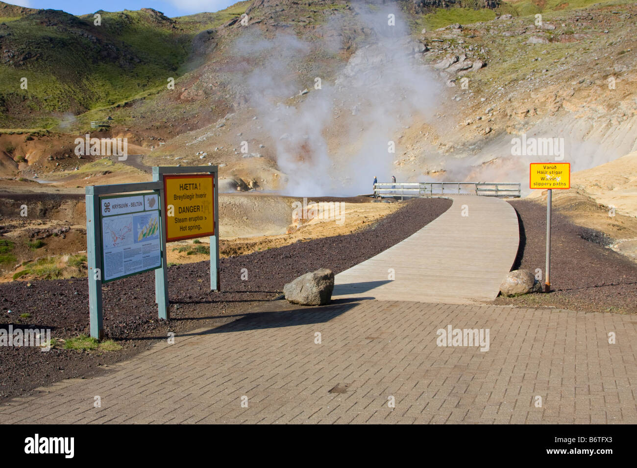 Seltun Geothermial Bereich Island Stockfoto