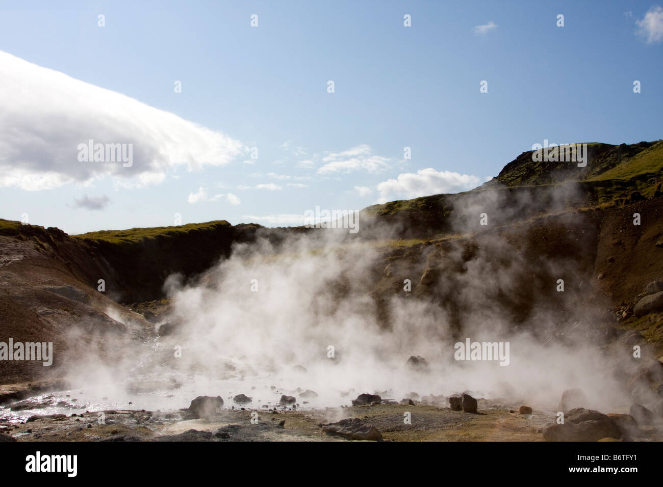 Seltun Geothermial Bereich Island Stockfoto