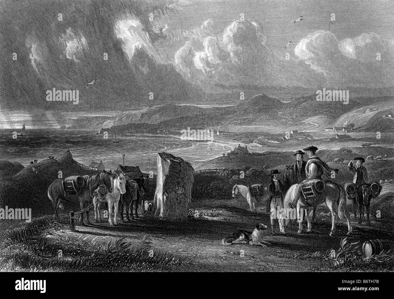 Shanter Farm und Bucht Kupferstich von David Octavius Hill 1802 bis 1870 19. Jahrhundert Illustration Stockfoto