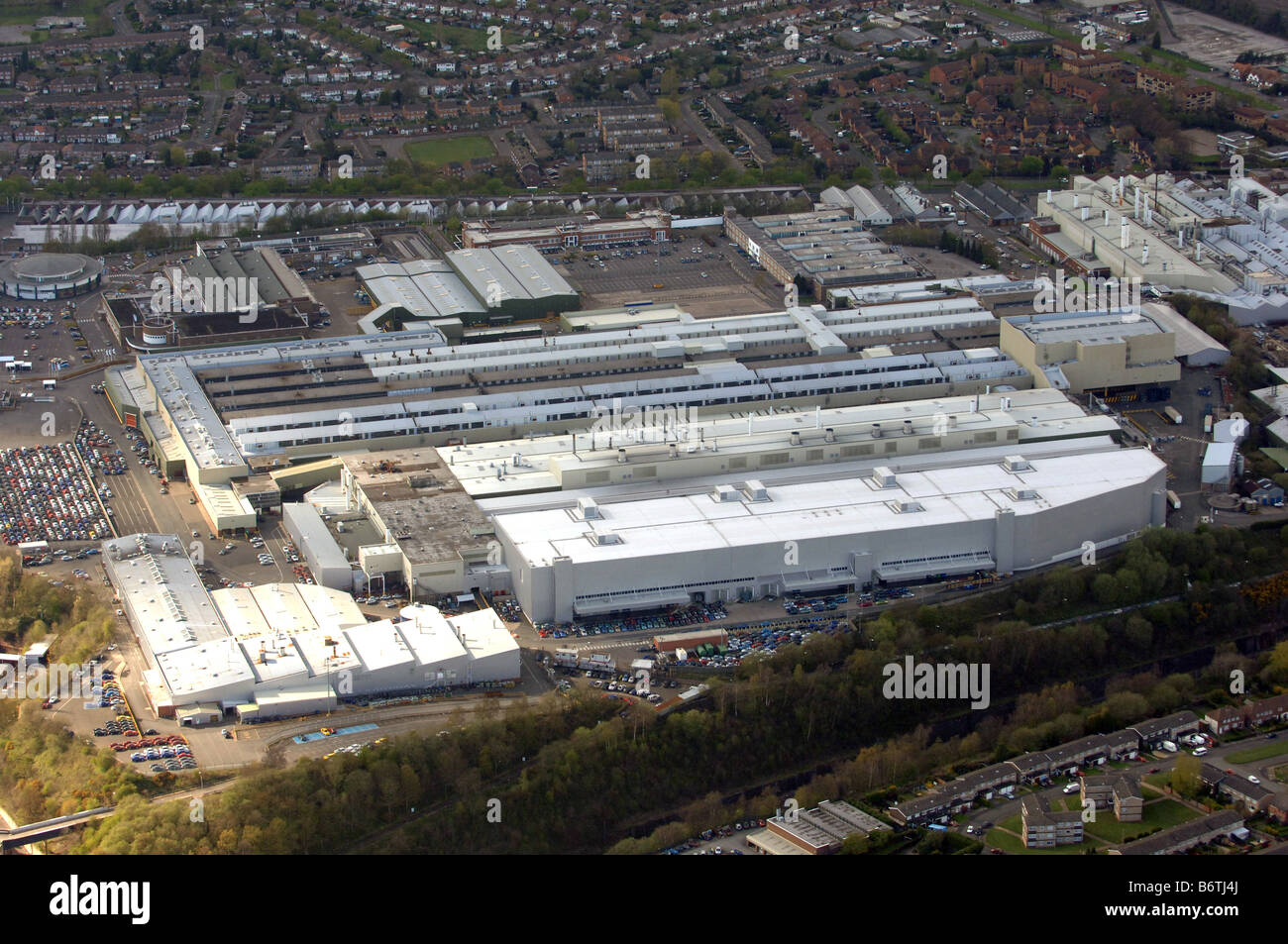 Luftbild Longbridge Automobilfabrik in Birmingham West Midlands Stockfoto