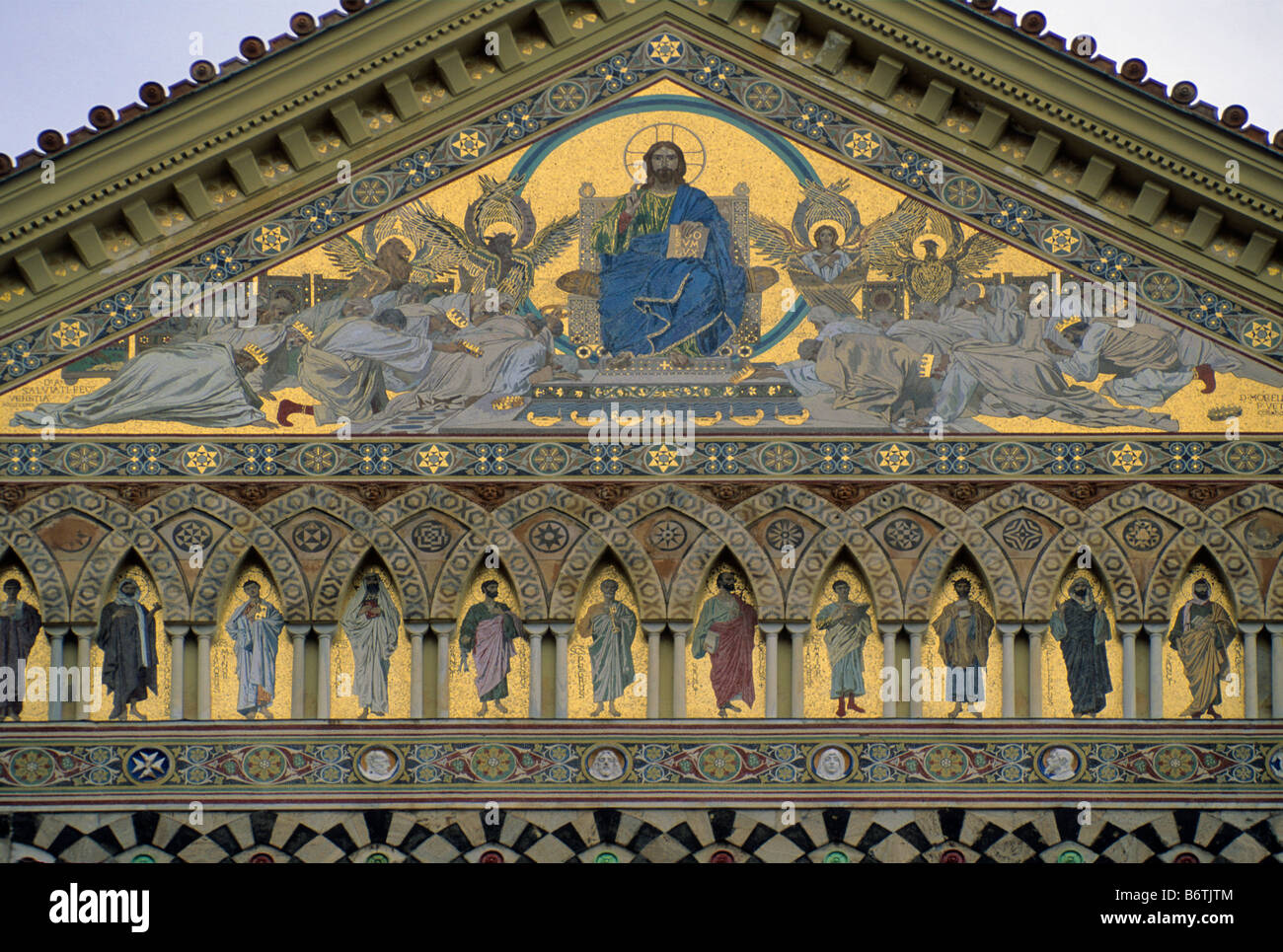 Detail der Fassade von Sant Andrea Cathedral in Amalfi Campania Region Italien Stockfoto