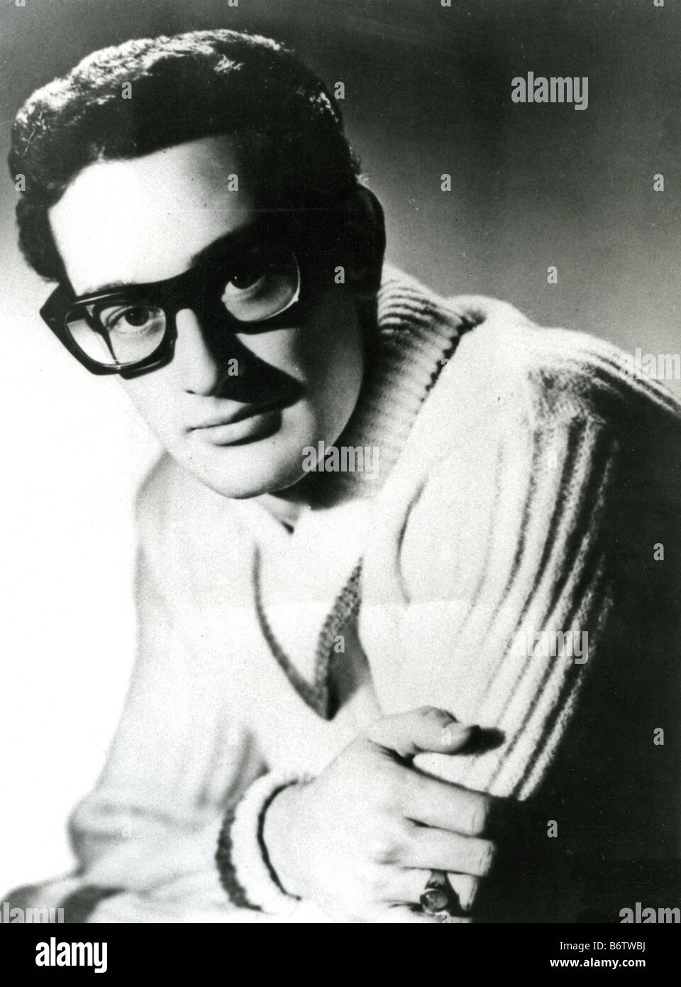 BUDDY HOLLY (1936-1959) Promo-Foto von uns pop Musiker etwa 1958 Stockfoto