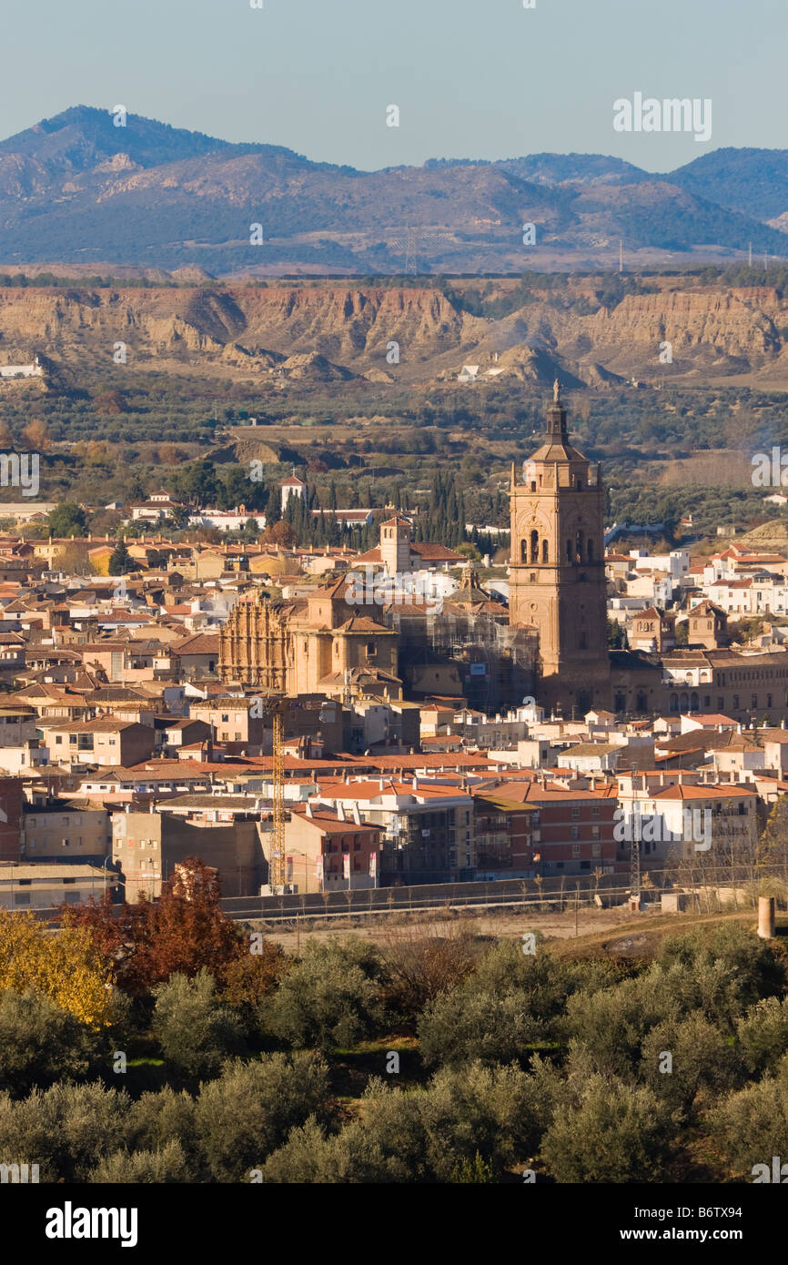 Guadix Granada Provinz Spanien Blick über Stadt, Kathedrale Stockfoto