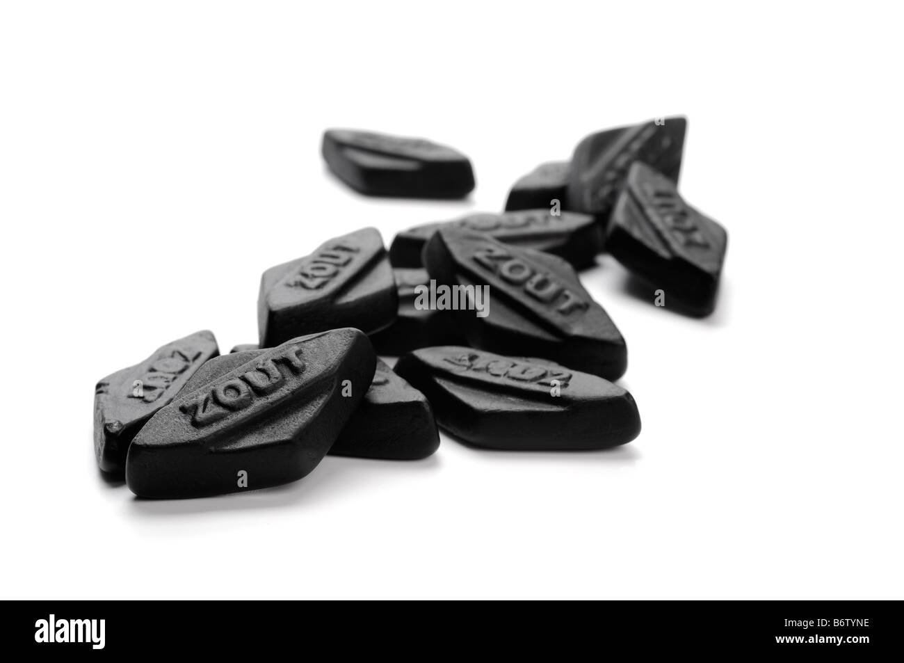 Holländische Lakritz Tropfen Pastillen Stockfoto