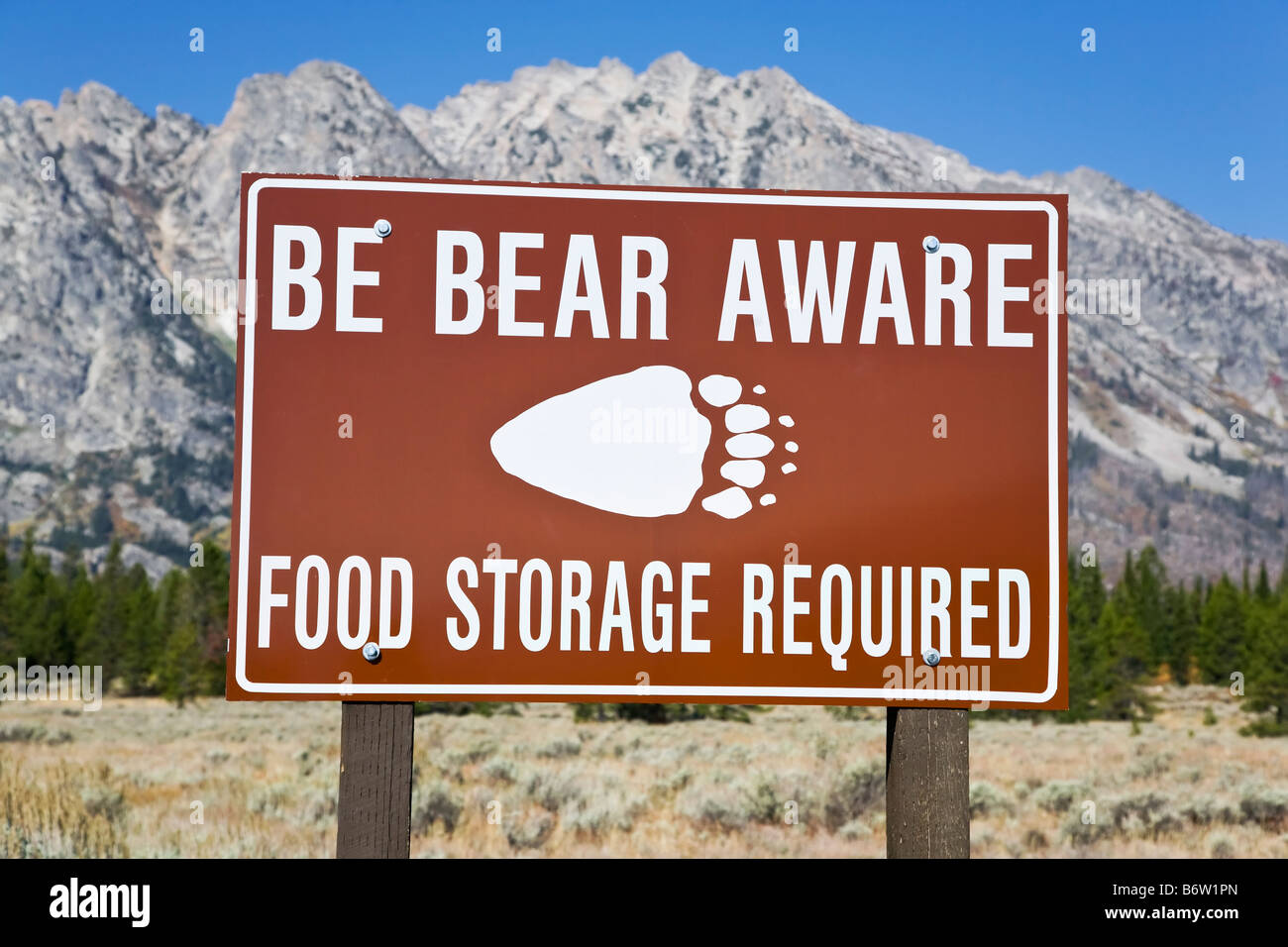 Ein Bär Warnzeichen im Grand Teton National park Stockfoto