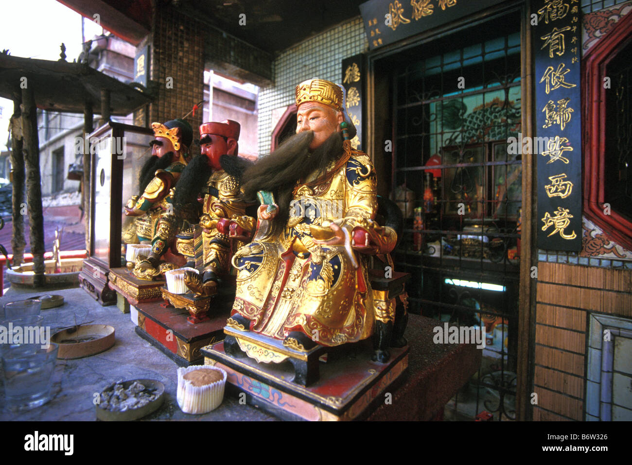 taoistische Gottheiten auf Manka befestigte Tor Taipei taiwan Stockfoto