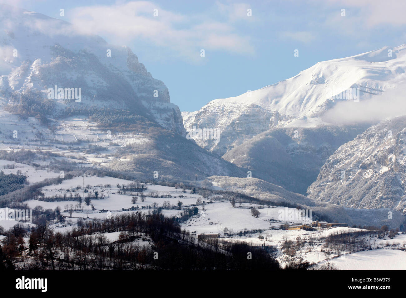 Die "Gola d'Ambro, in den Sibillinischen Bergen gesehen von Montefortino, Le Marche, Italien Stockfoto