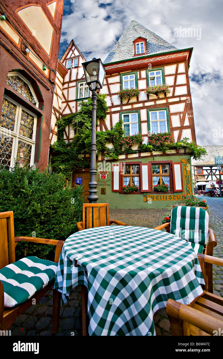 Tisch für zwei, Bacharach, Deutschland, Europa Stockfoto