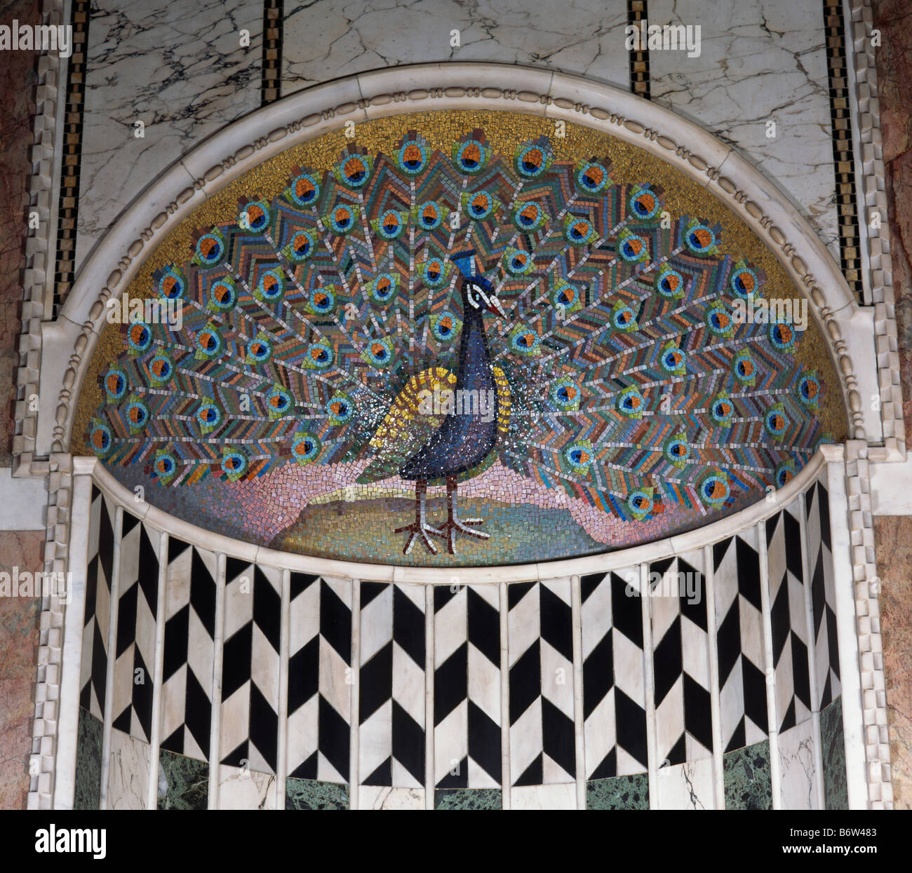 Peacock Mosaik Westminter Kathedrale Stockfoto