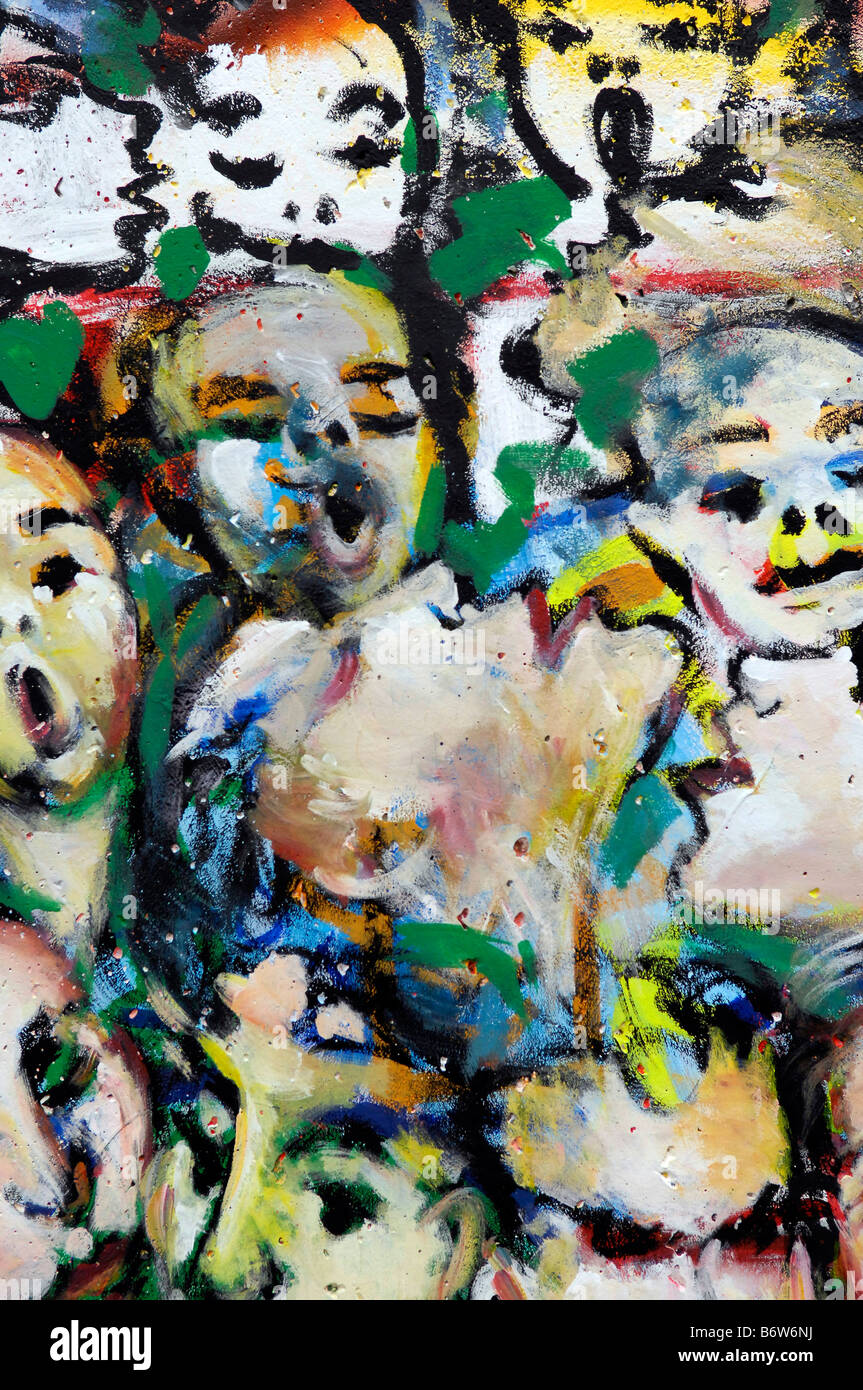 Kani Alvi der Mauerspringer East Side Gallery Berli Wand Deutschland Deutschland Reisen Tourismus weibliche Frau Kunst der Mauerspringer Stockfoto