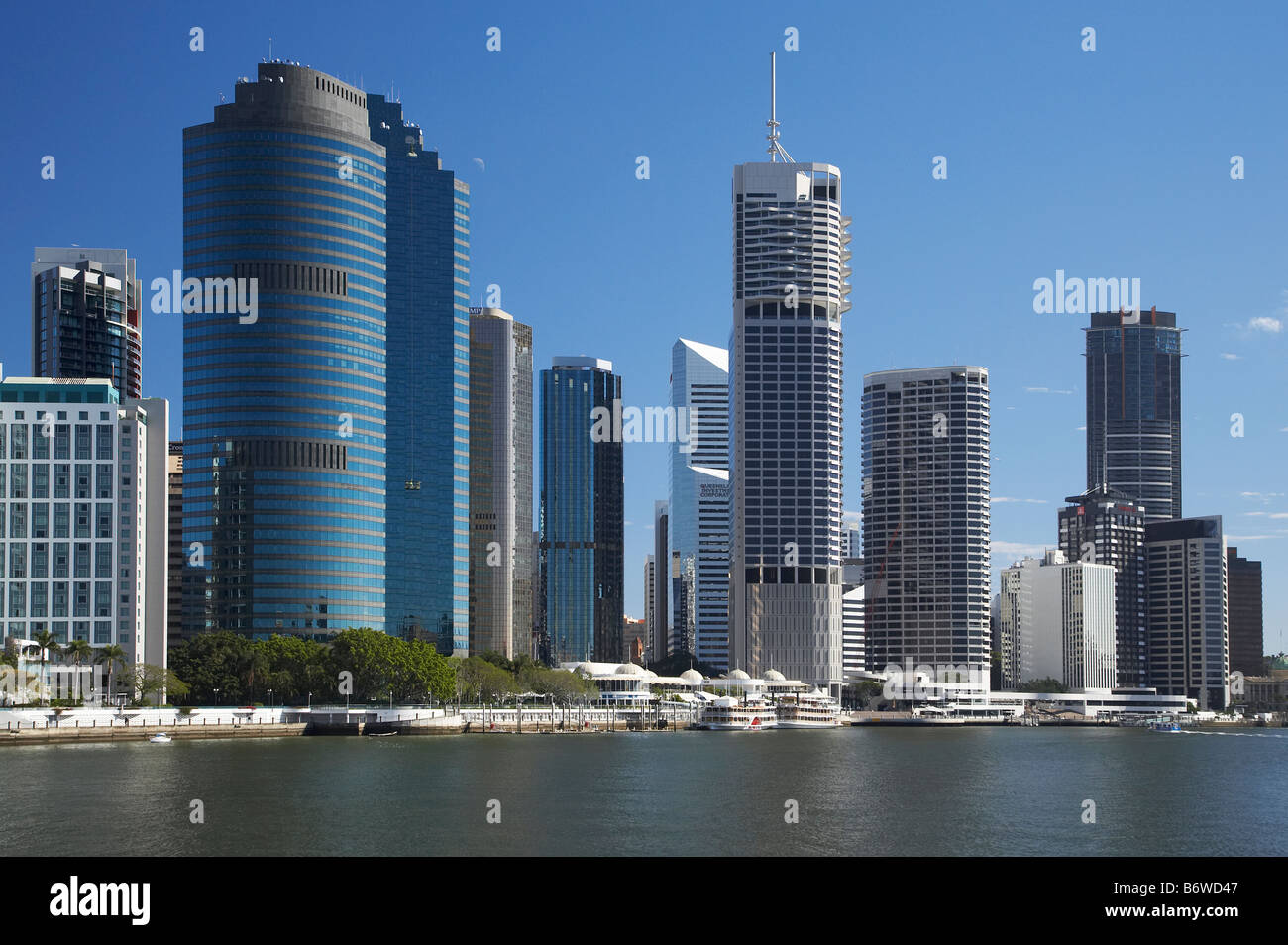 Wolkenkratzer und Brisbane River Brisbane Queensland Australien Stockfoto