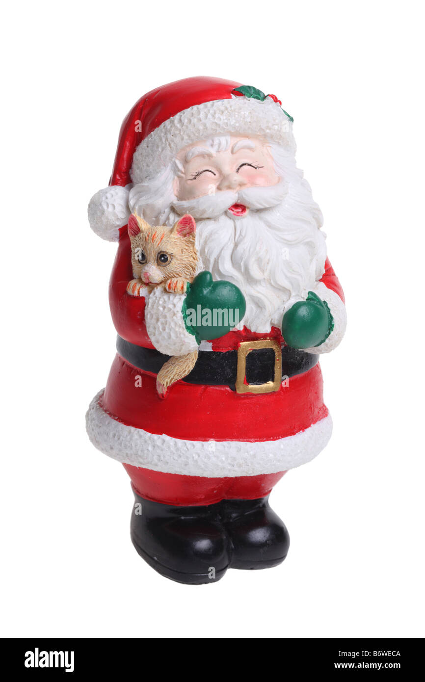 Santa Claus Figur isoliert auf weißem Hintergrund ausschneiden Stockfoto