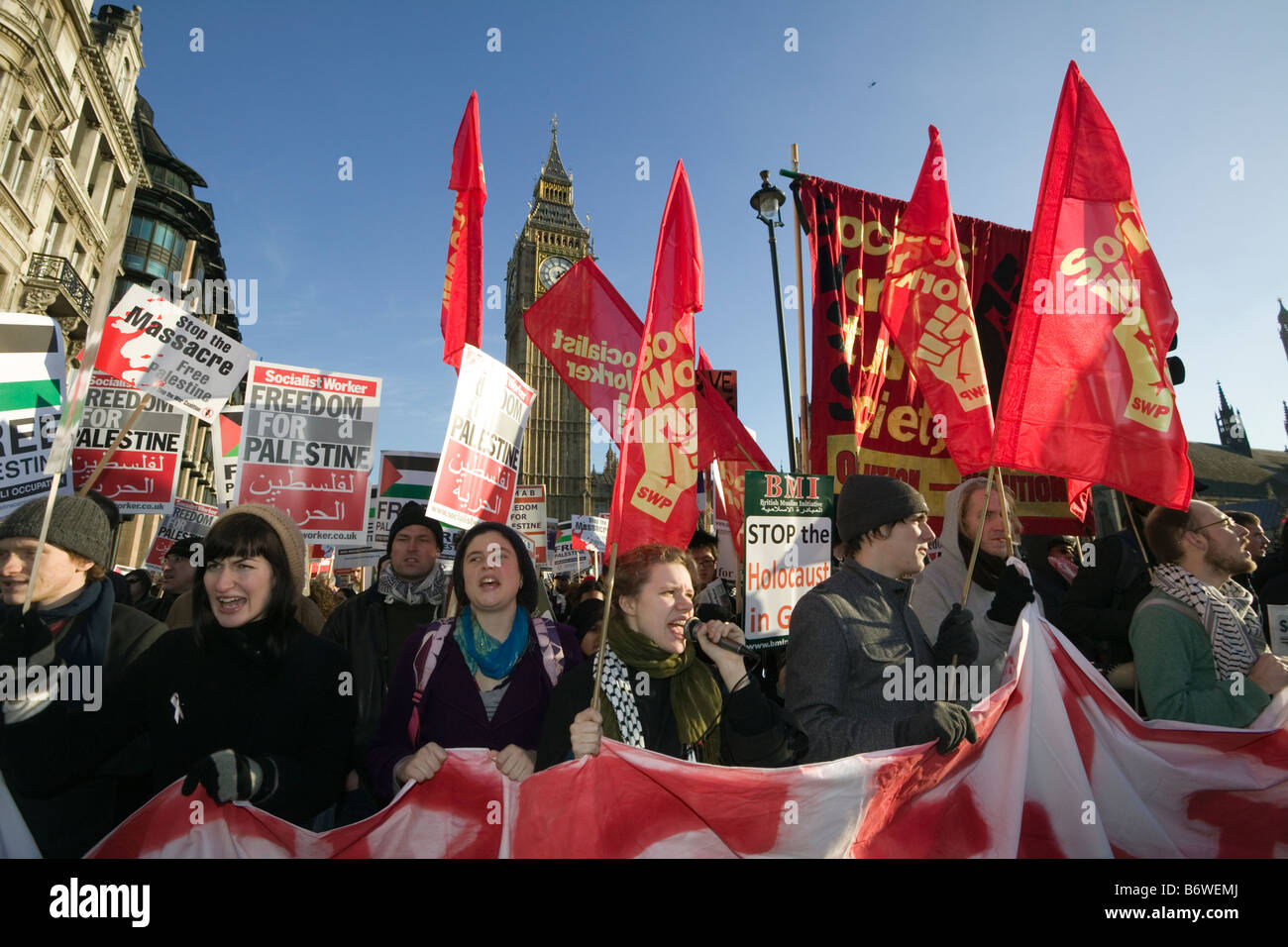 Antiisraelischen Demonstration in London nach Angriffen auf Gaza-Streifen. Stockfoto