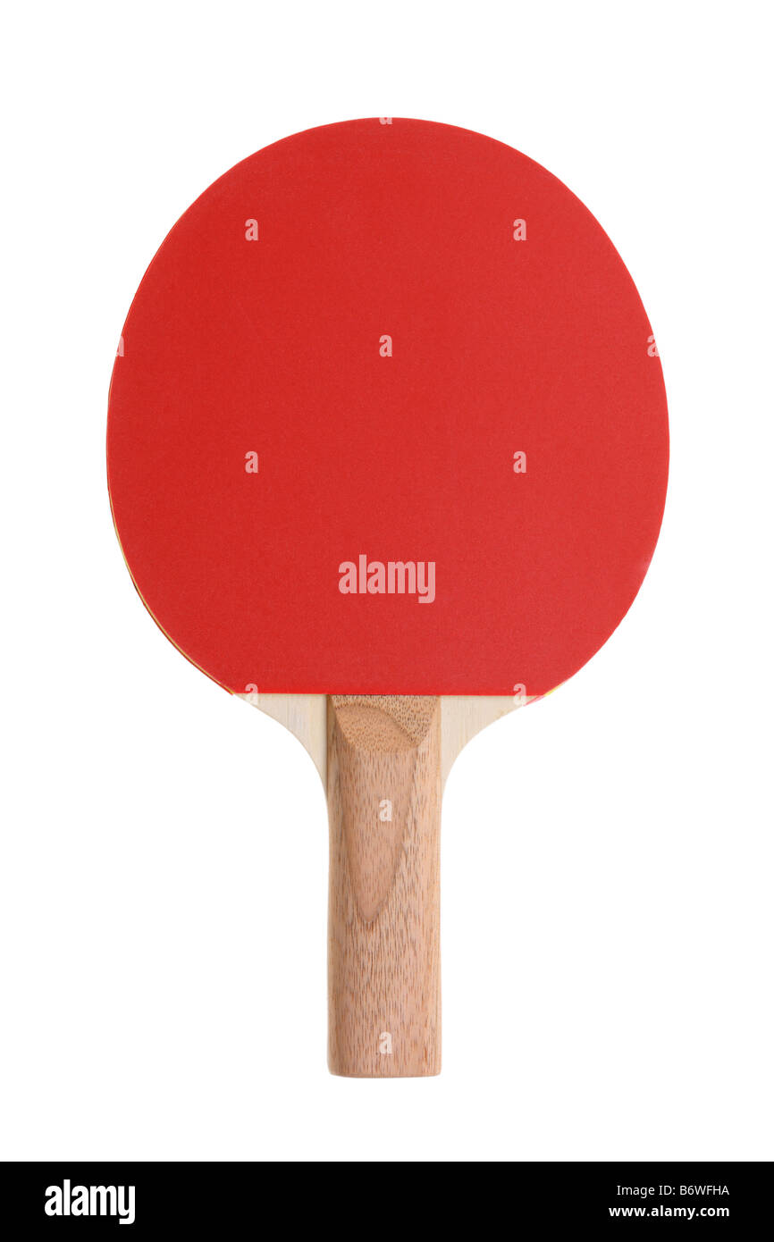 Ping Pong Paddel cu tout isolierten auf weißen Hintergrund Stockfoto
