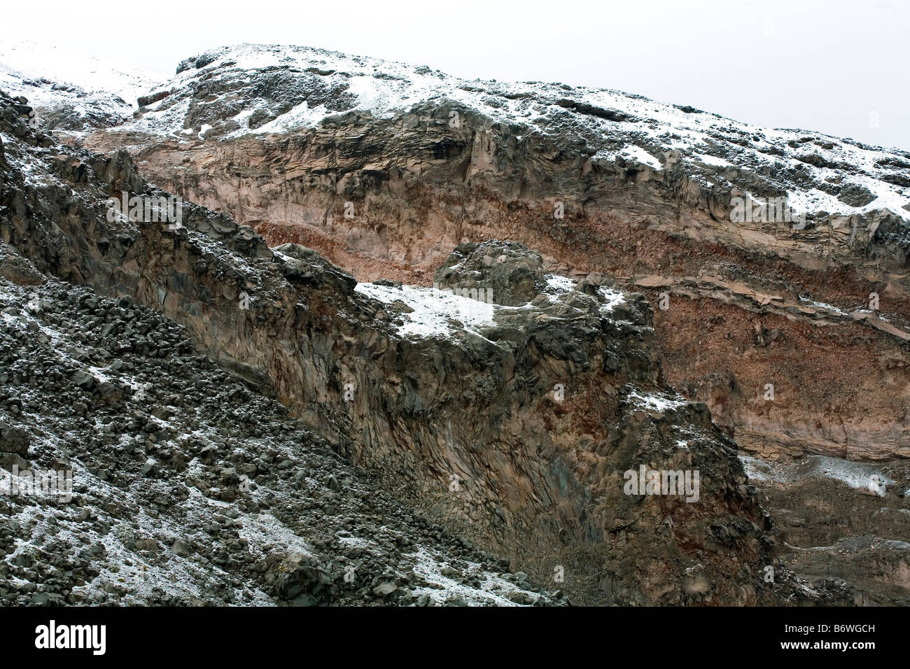 Vulkanische Landschaft an den Hängen des Vulkans Cotopaxi, Ecuador Stockfoto