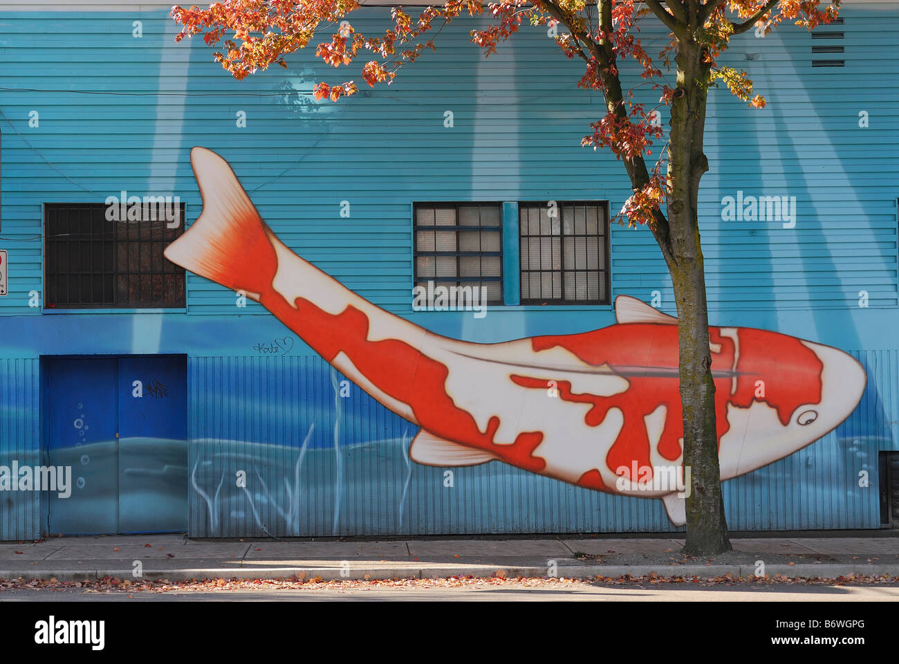 japanischen Karpfen-Graffiti-Kunst Stockfoto
