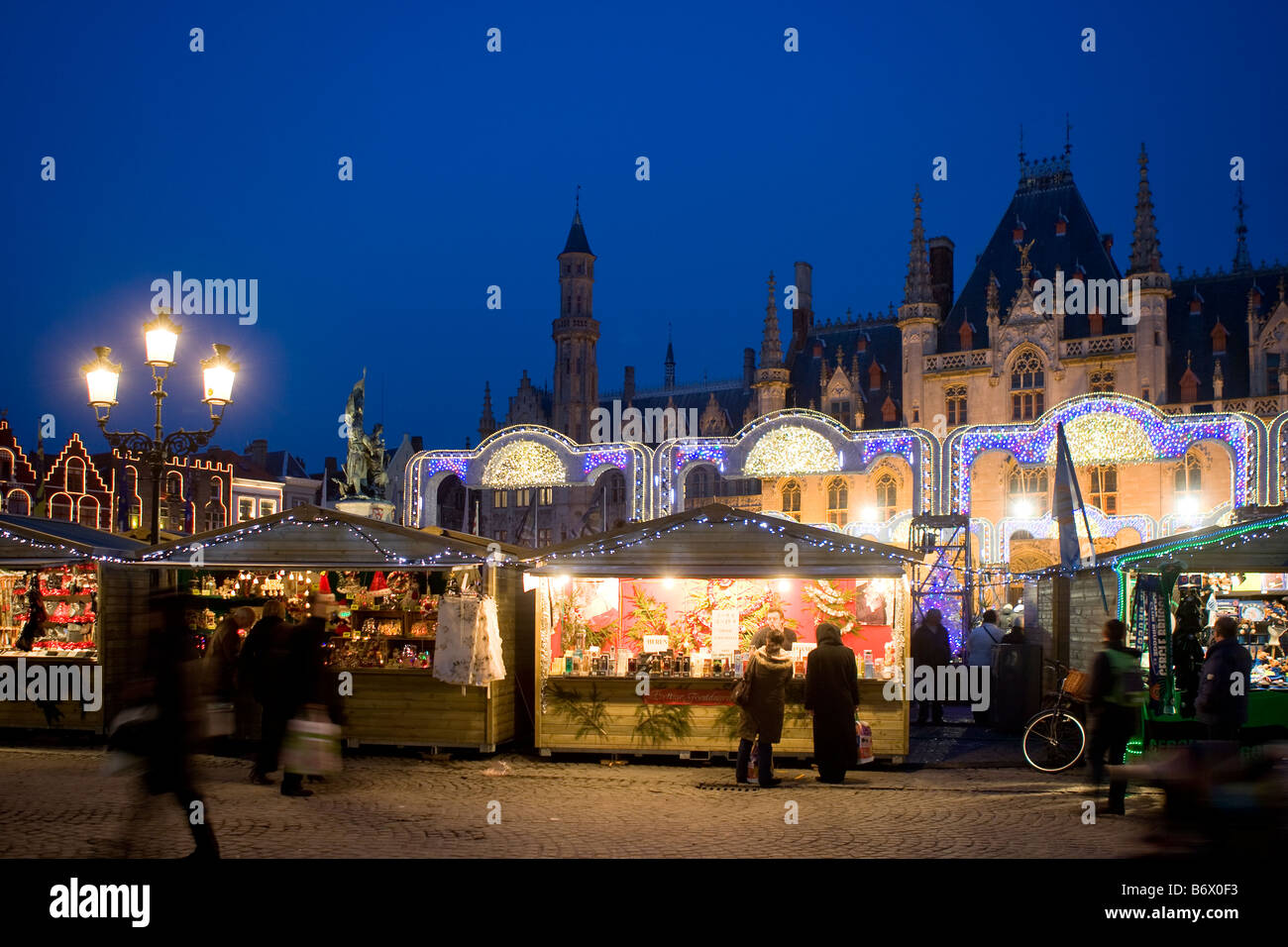 Weihnachten Marktstände Markt Brügge Belgien Stockfoto