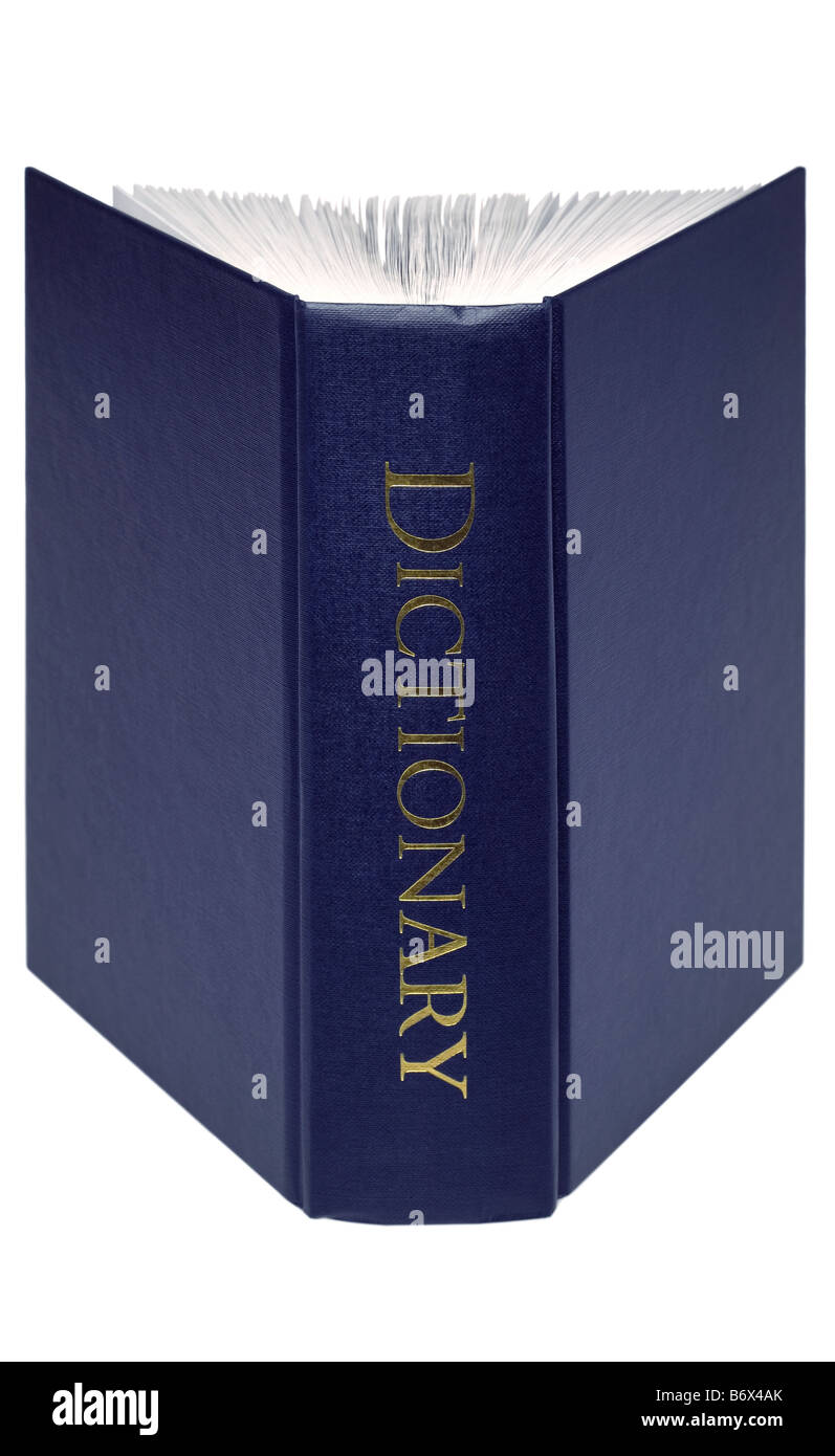 Ein offenes Wörterbuch isoliert auf weißem Hintergrund Stockfoto