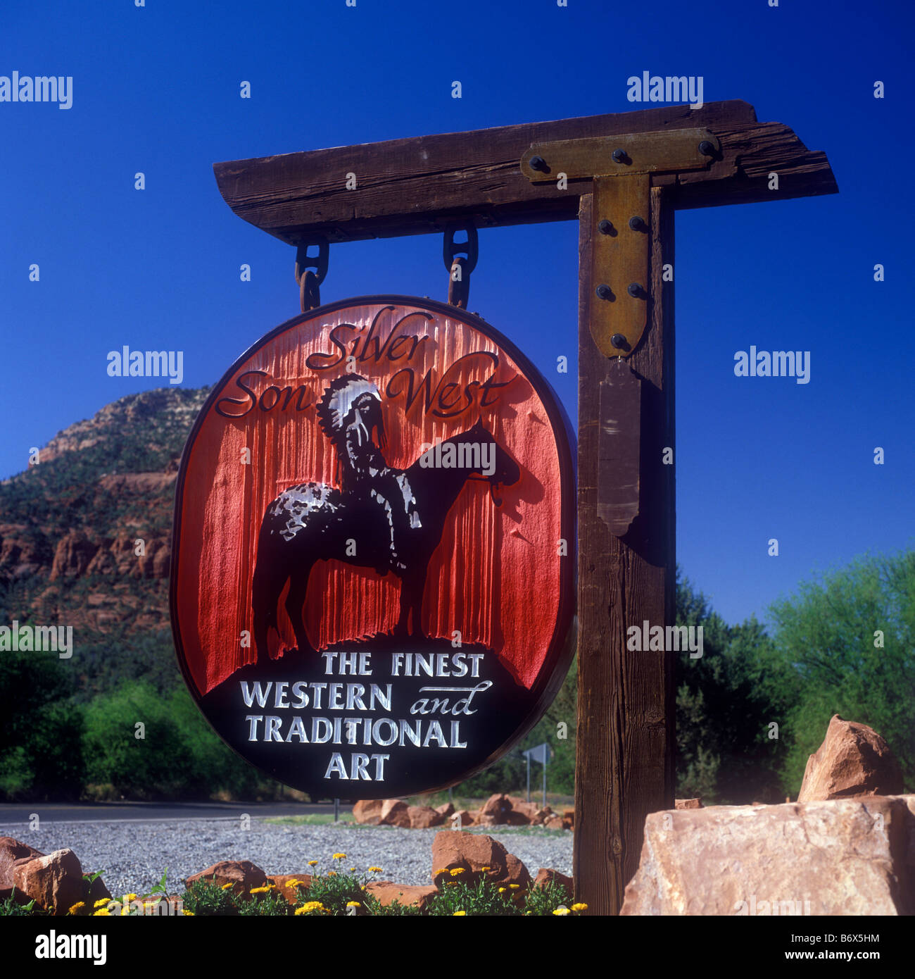 Ein Schild am Tlaquepaque mexikanischen Stil Kunst und Kunsthandwerk einkaufen Dorf in der Nähe von Sedona im Oak Creek Canyon Stockfoto