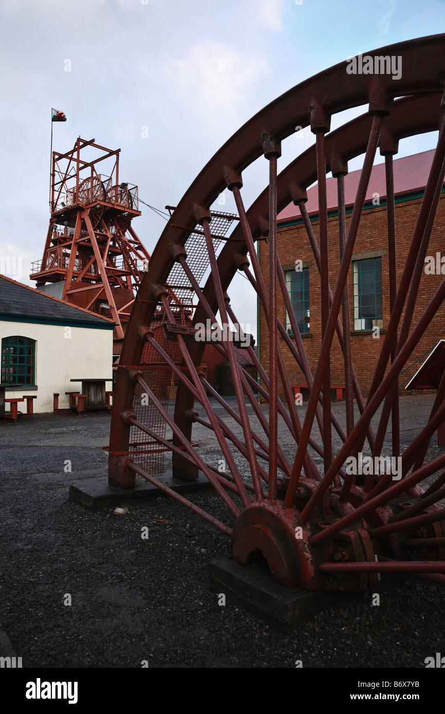 Das gewundene Zahnrad im Big Pit National Mining Museum of Wales, Blaenafon, Torfaen, Südwales Stockfoto