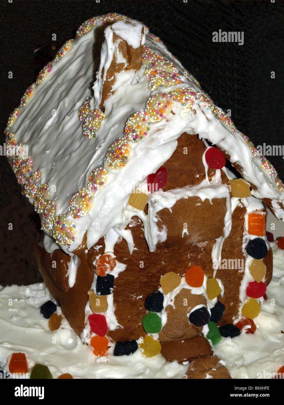 Ein Lebkuchen-Haus/Hütte. Stockfoto