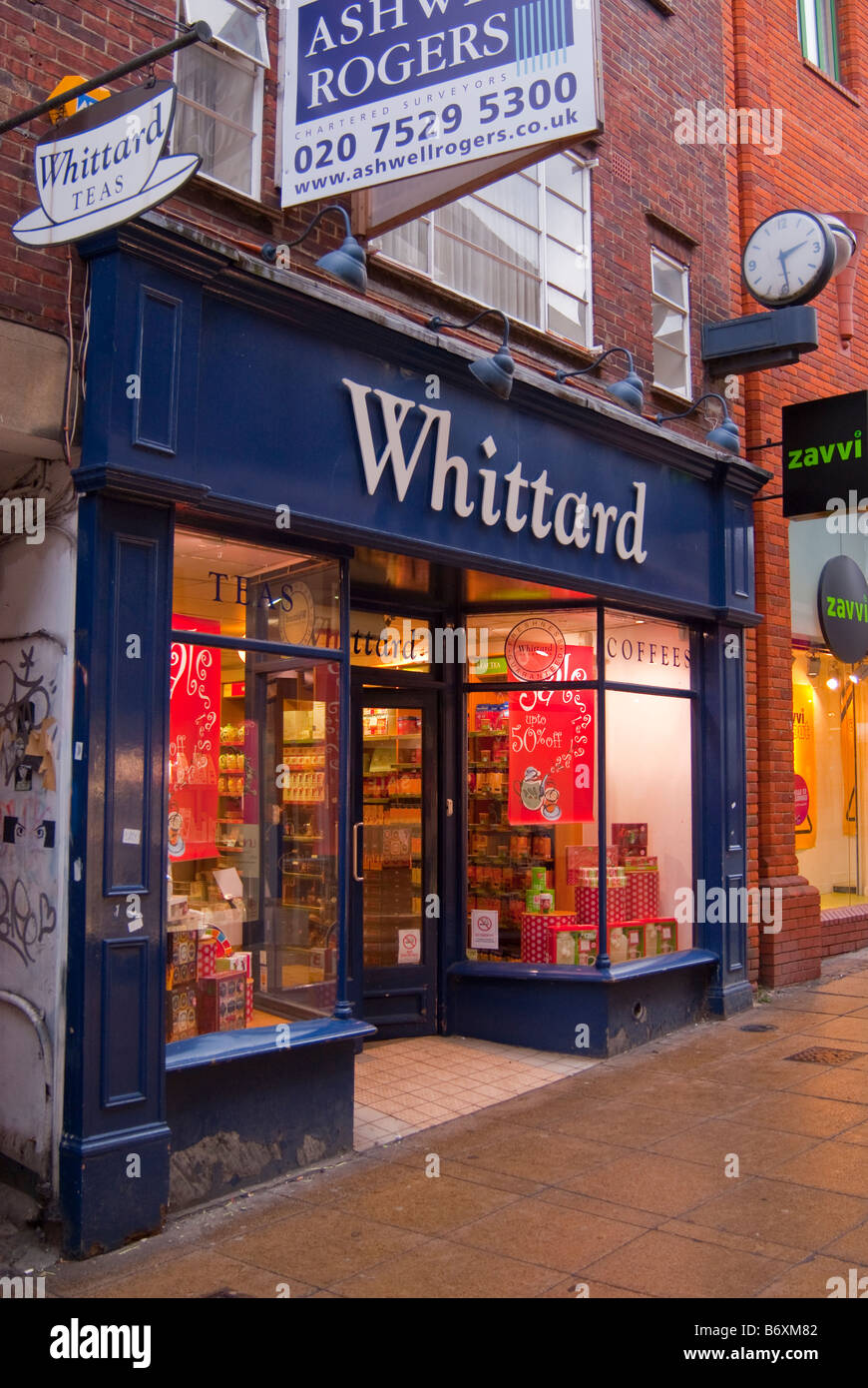 Whittard Tee und Kaffee Shop Shop in Norwich, Norfolk, Großbritannien Stockfoto