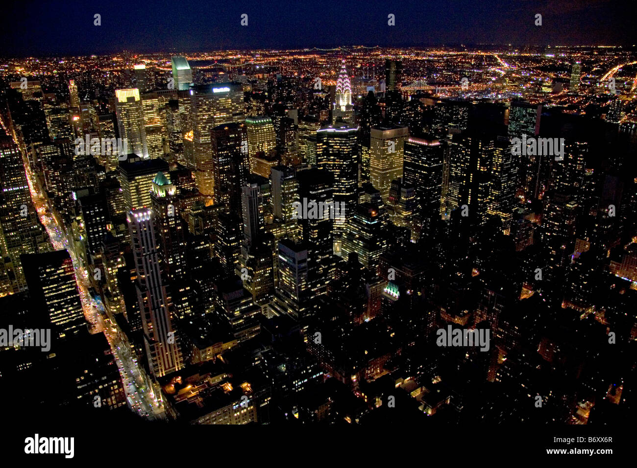 Nachtaufnahmen von New York City New York USA Stockfoto