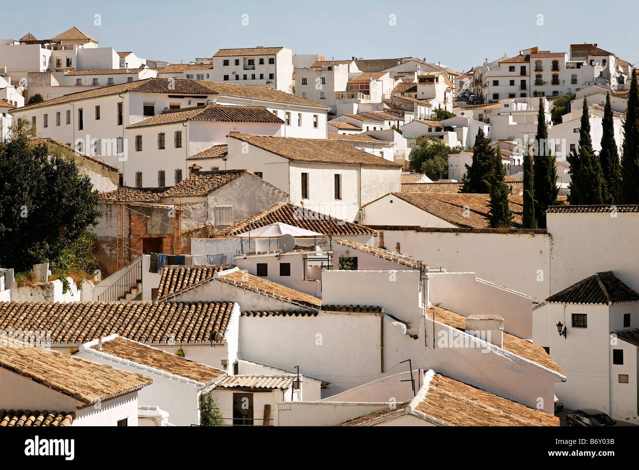 Ronda - typische weiße Dorf Ausblick in Spanien Andalusien Europa Stockfoto