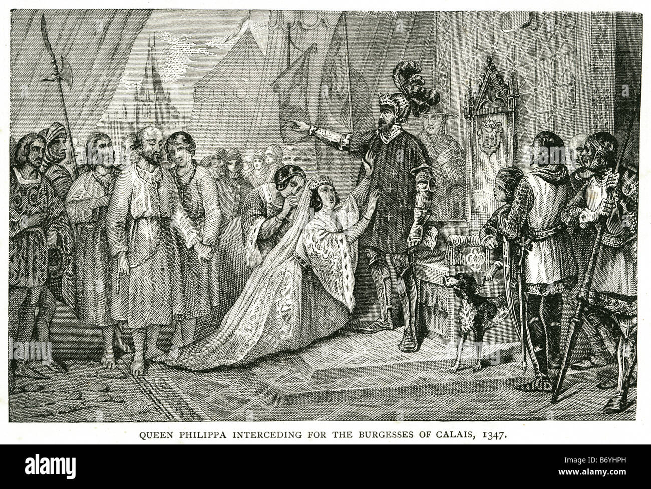 Königin Philippa Fürbitte für die Bürger von Calais 1347 Queen Consort von Edward III Stockfoto