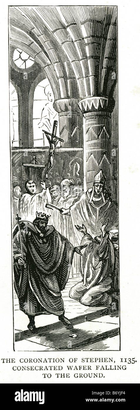 die Krönung von Stephen 1135 geweihte Hostie auf den Boden fallen, 1096 – 25 Oktober 1154 Stockfoto