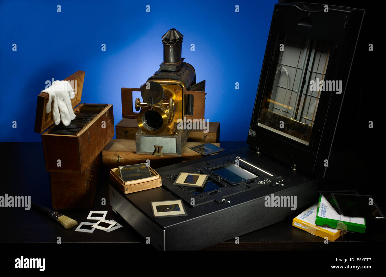 Alte Dias und negative Scannen Stockfoto