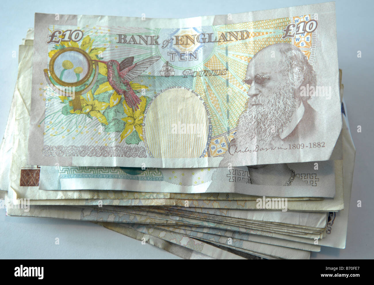 Bank von England-10 Pfund-Noten Stockfoto