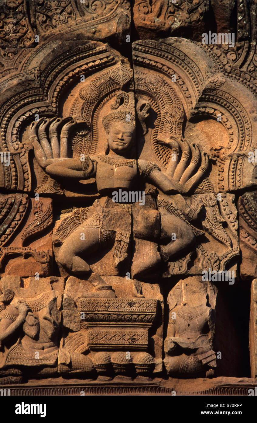 Dancing Shiva, Ost Eingang des Main Heiligtum der Khmer-Tempel, Phanom Rung, Phanom Rung Historical Park, Nord-Ost Thailand Stockfoto