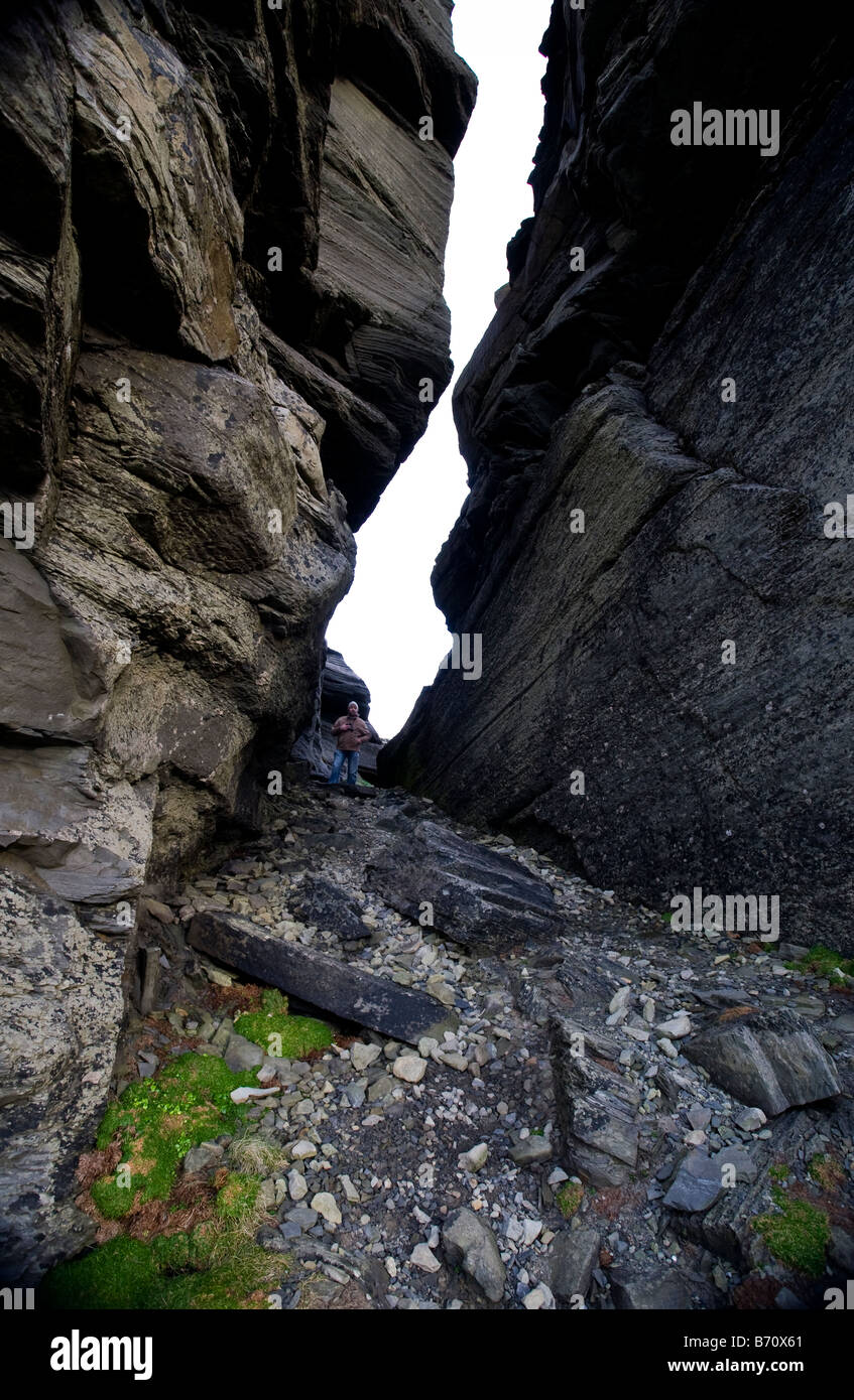 Gletscherspalte am Hag Kopf an den Klippen von Moher Co Clare Irland Stockfoto