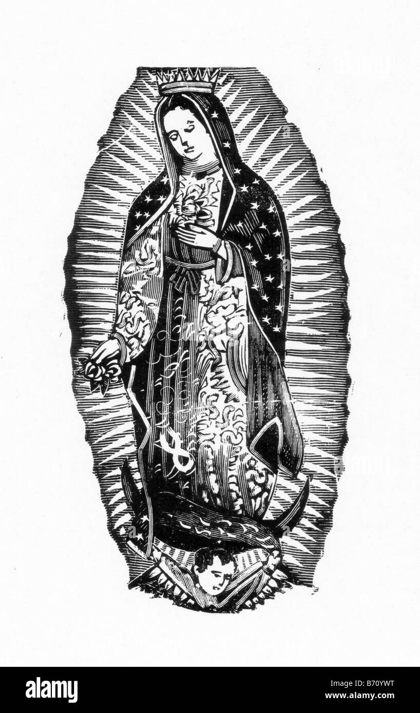 Alten Virgen de Guadalupe Gravur Stockfoto