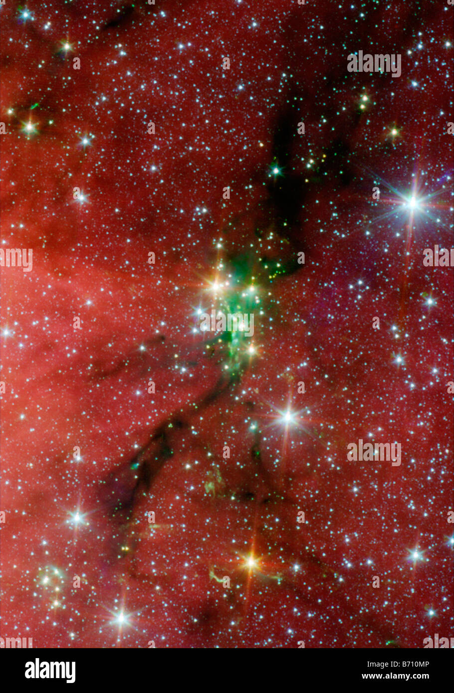 NASA Spitzer Space Telescope Blick auf der Sternhaufen Serpens Süd Stockfoto