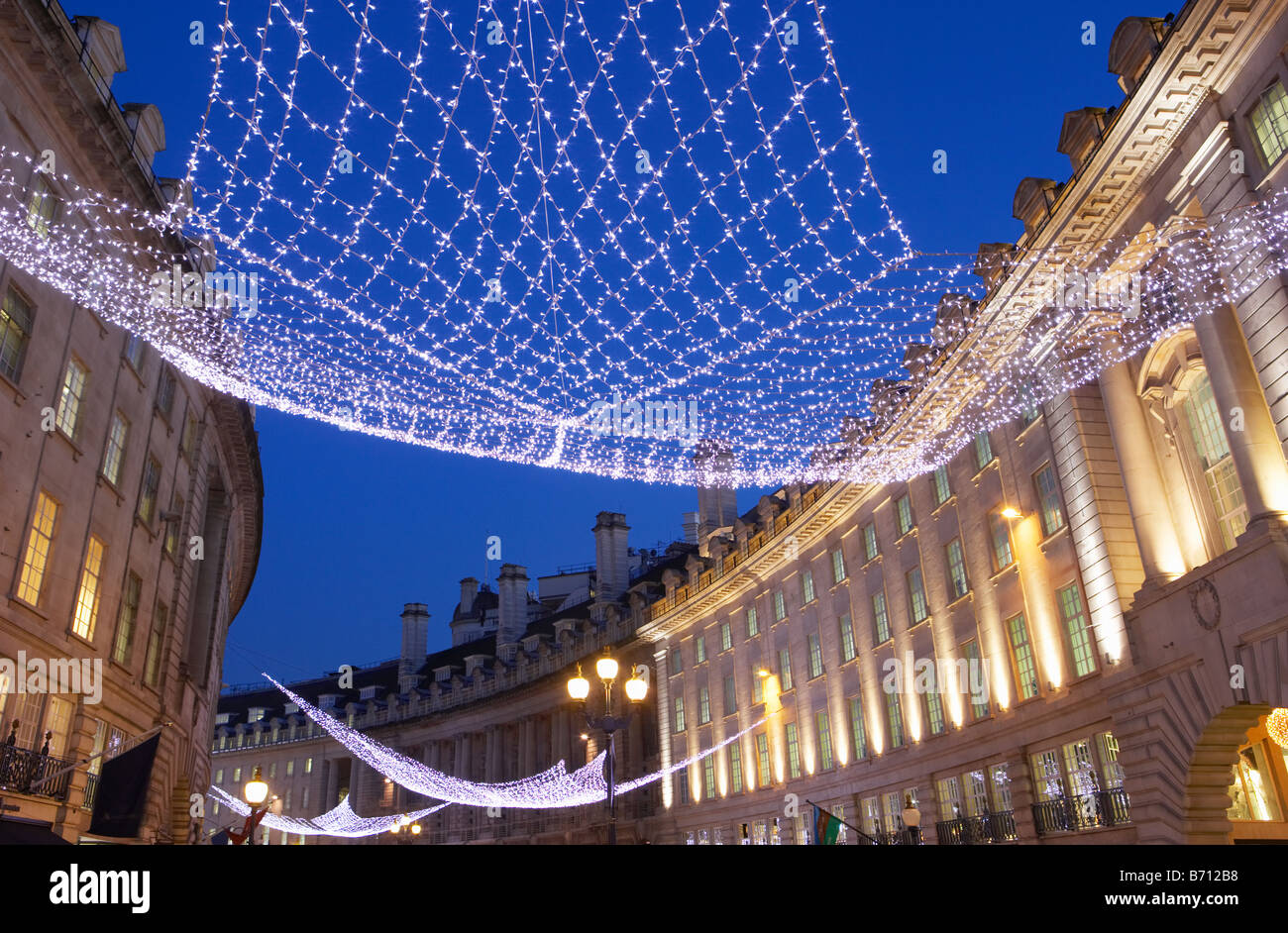 Regent Weihnachtsbeleuchtung Street Regent Street London England Stockfoto