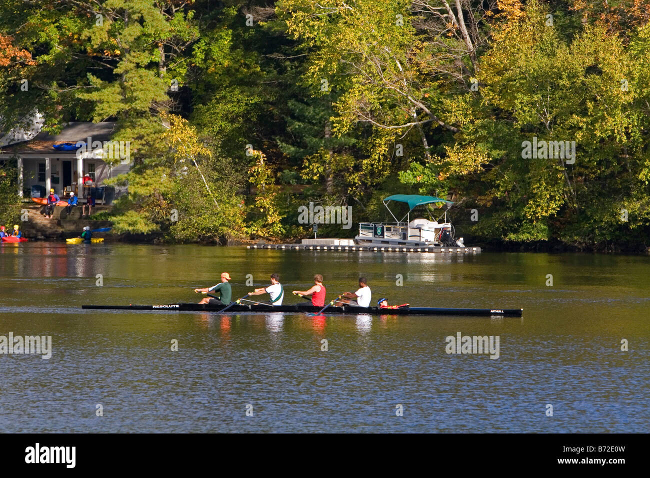 Rudern Crew auf den Connecticut River in der Nähe des Campus des Dartmouth College befindet sich in der Stadt Hannover neue Hampshire USA Stockfoto