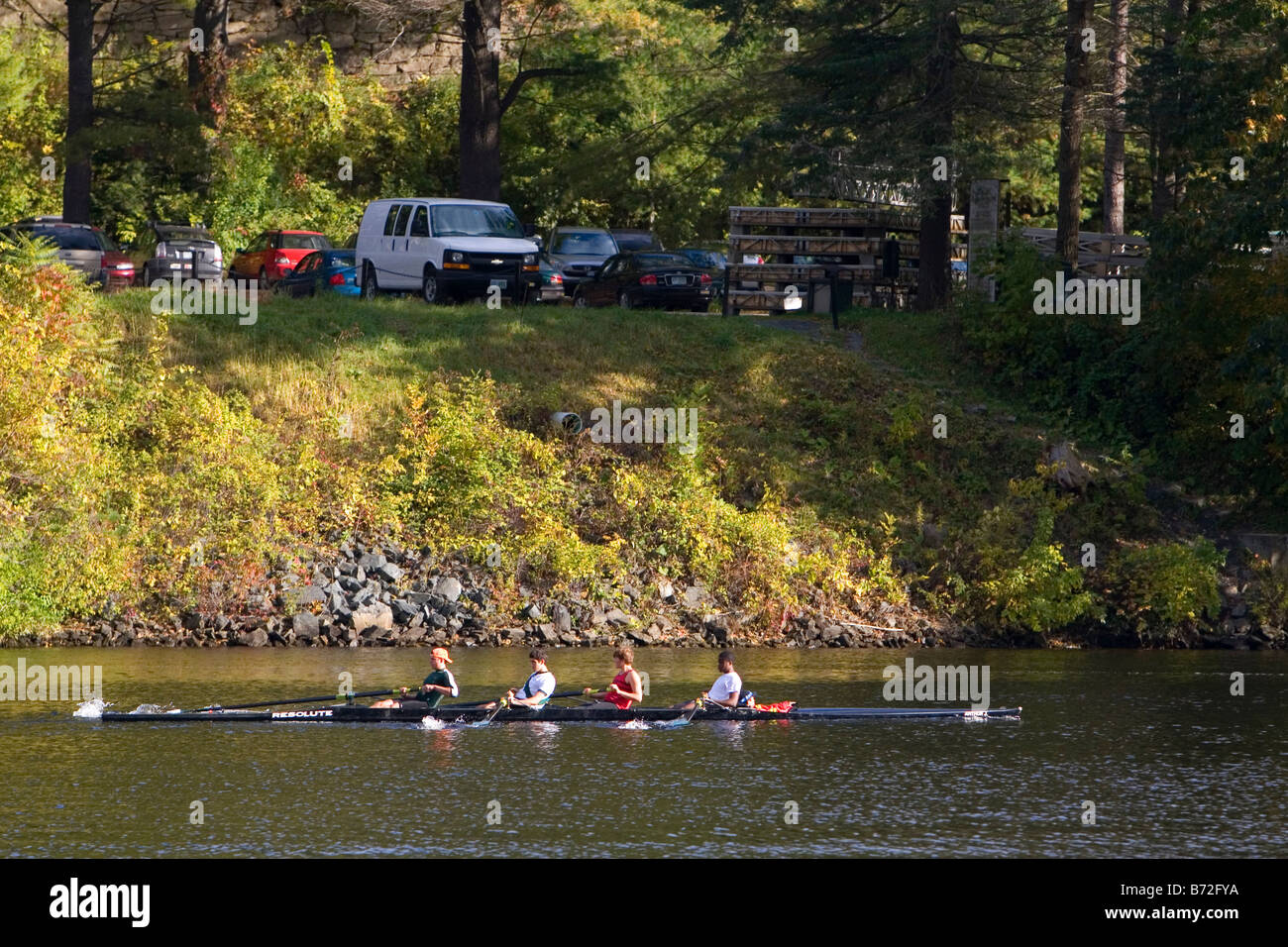 Rudern Crew auf den Connecticut River in der Nähe des Campus des Dartmouth College befindet sich in der Stadt Hannover neue Hampshire USA Stockfoto