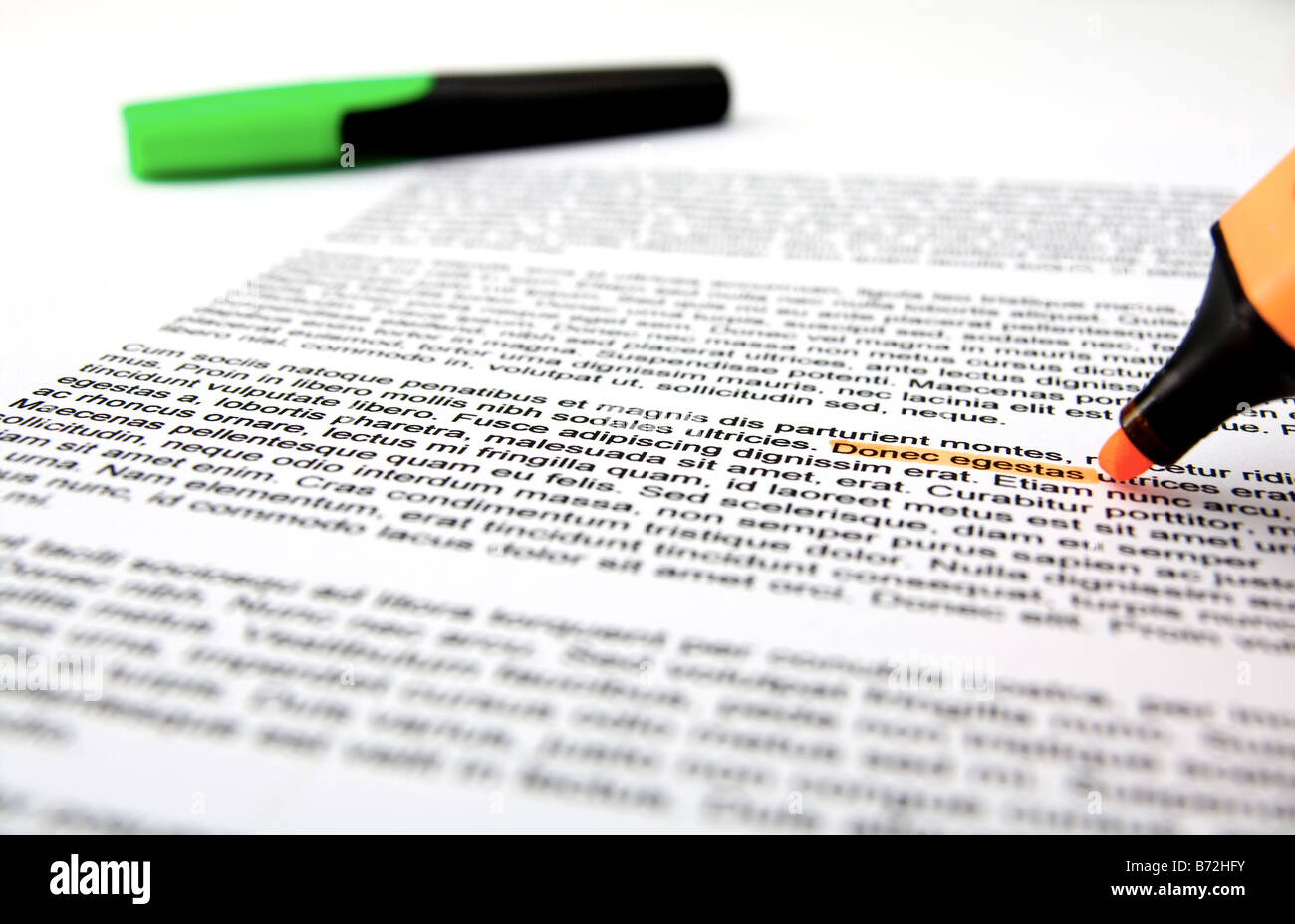 Lorem Ipsum Text hervorheben Stockfoto