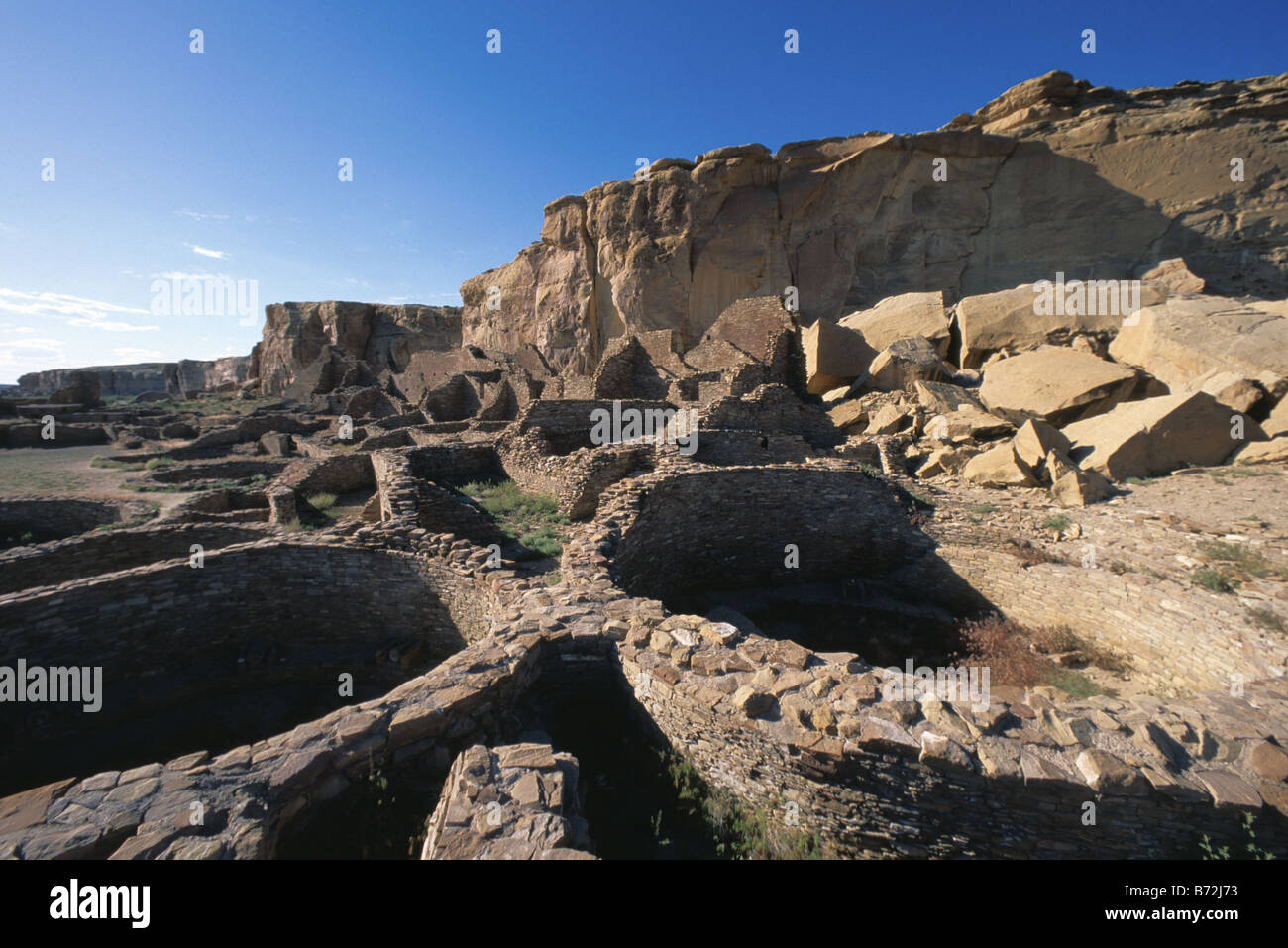 Kivas im Pueblo Bonito Anasazi Ruine im Chaco New Mexico USA Stockfoto