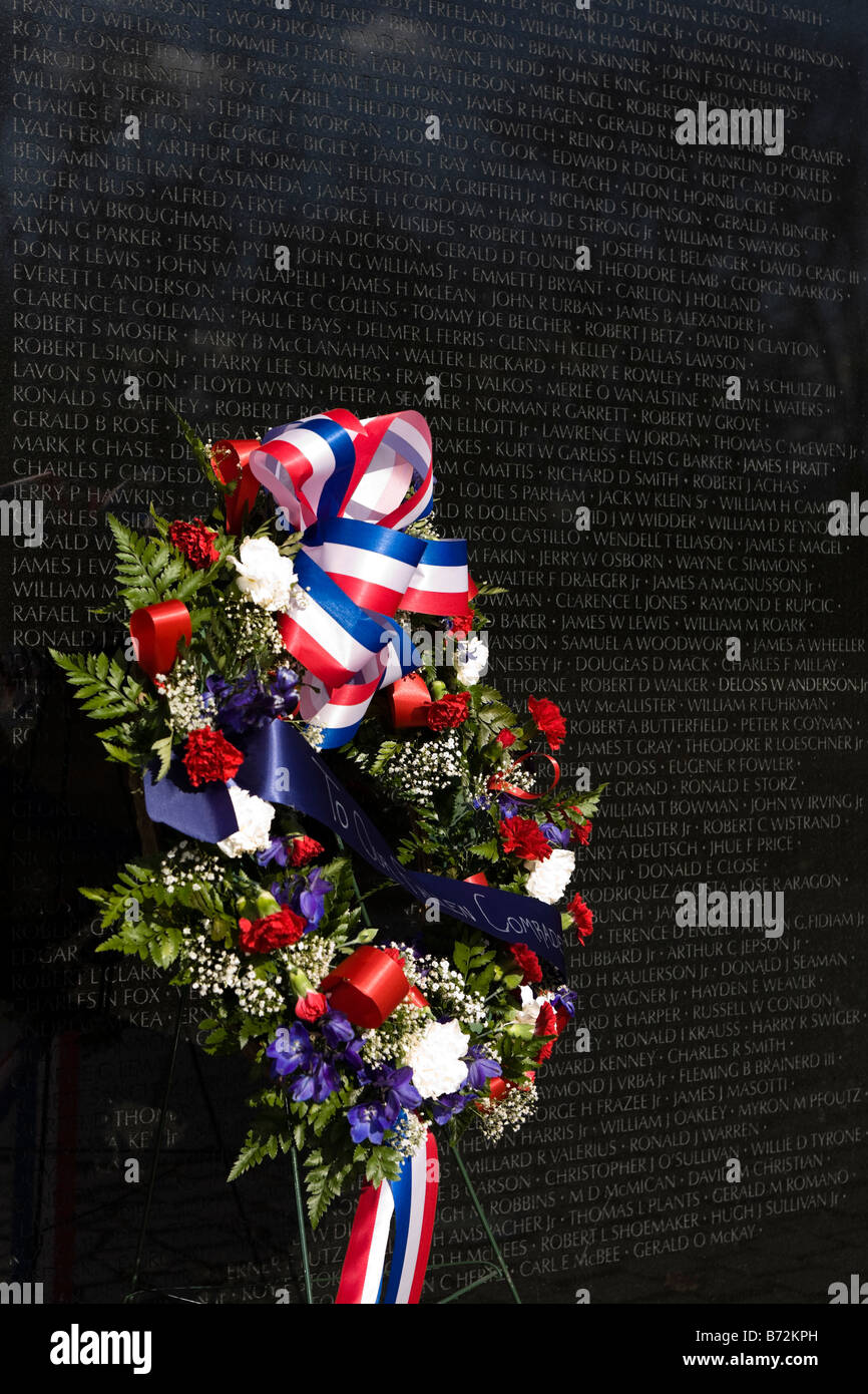 Kranz - Vietnam Veterans Memorial - Washington, DC USA Stockfoto