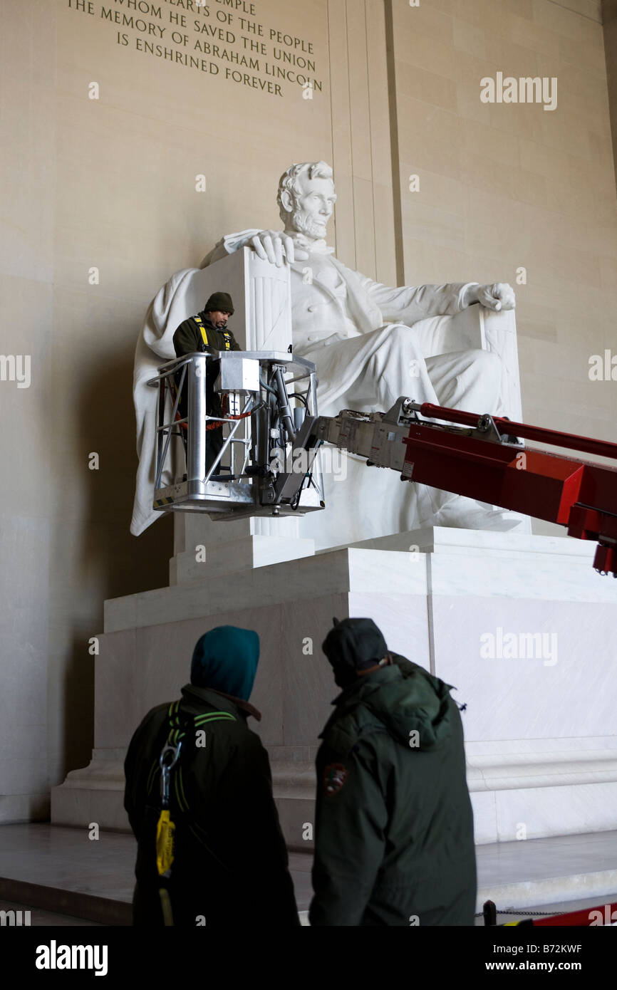 National Park Service Arbeitnehmer - Lincoln Memorial Stockfoto