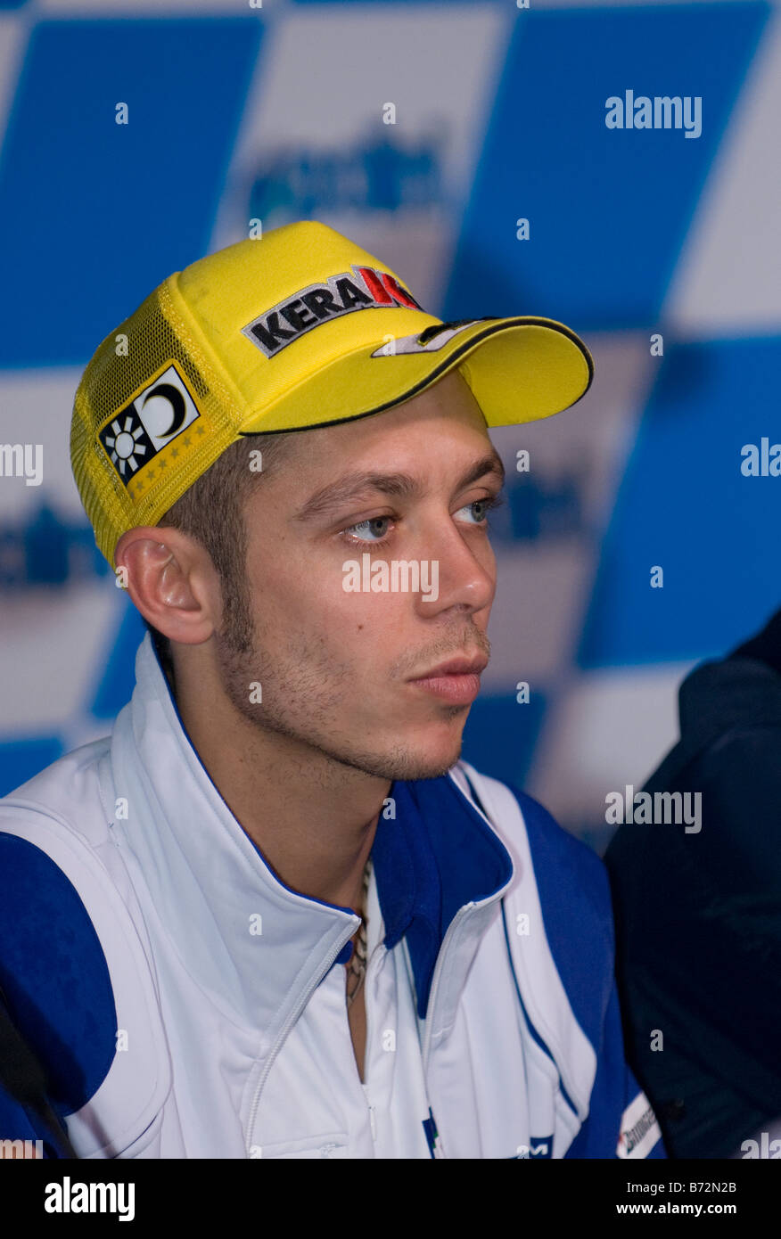 2008 italienischen Valentino Rossi von Fiat Yamaha Team bei Pressekonferenz im 2008 Polini Malaysian Motorcycle GP Sepang Malaysia Stockfoto