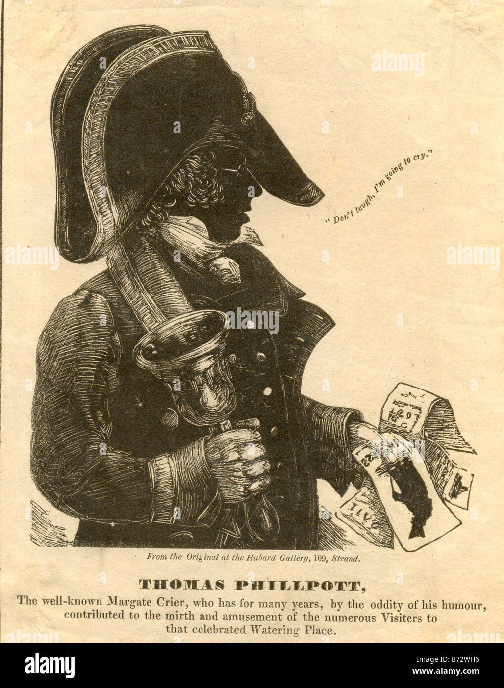 Silhouette-Porträt von Thomas Phillpott, Margate Ausrufer, ca. 1840 Stockfoto